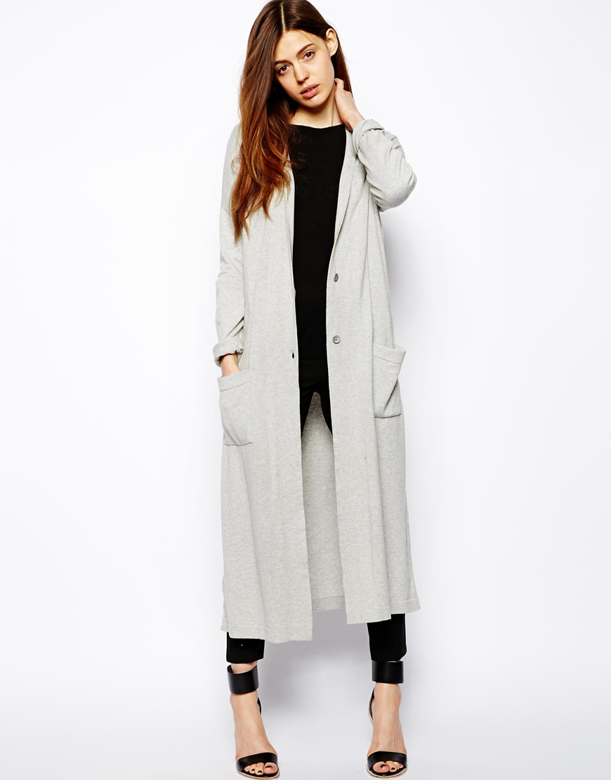 asos long grey cardigan