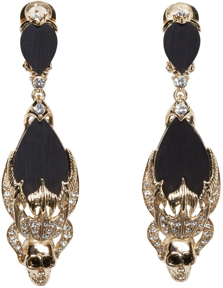 Givenchy Black Embellished Clip On Earrings