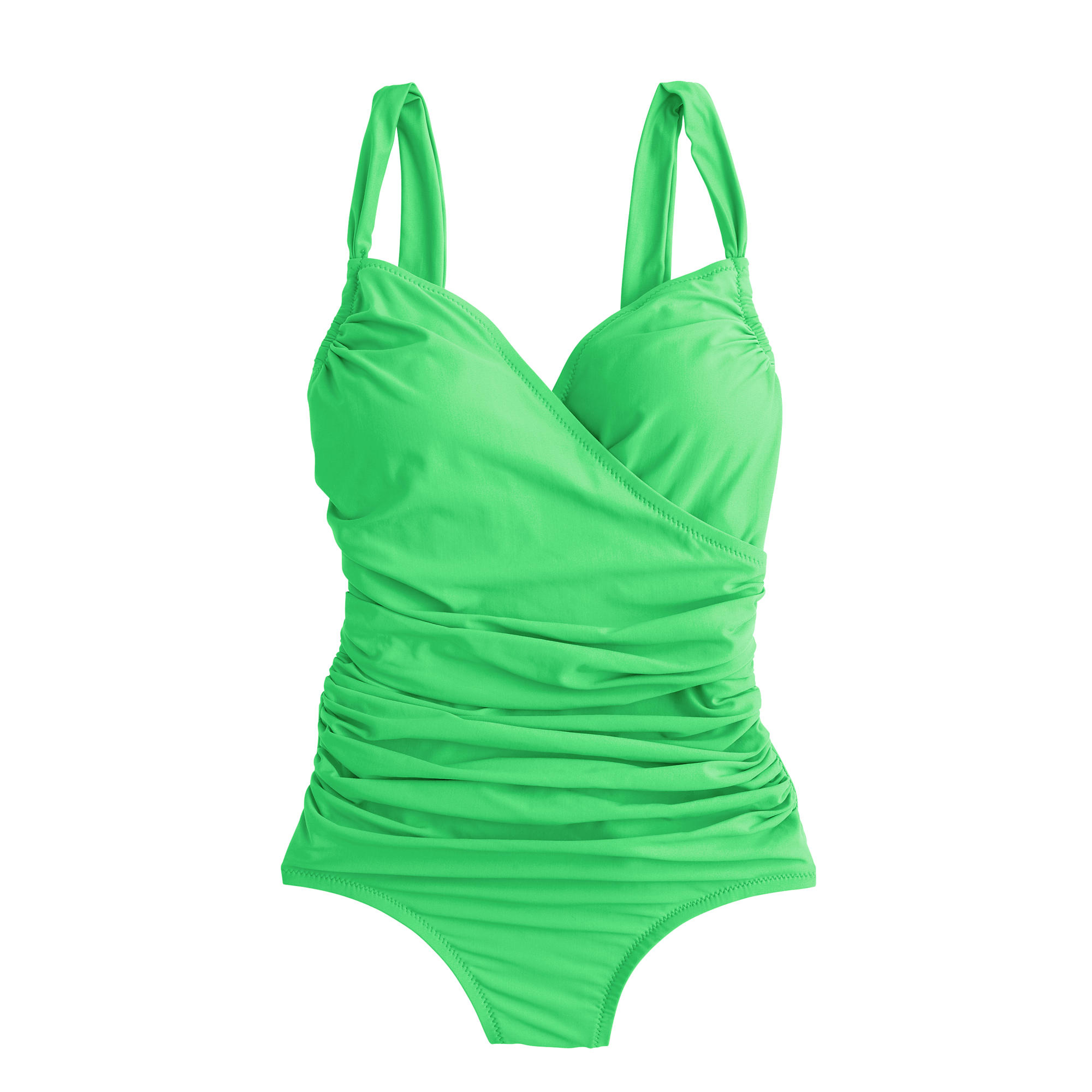 J.crew Ruched Wrap One-Piece Swimsuit in Green (neon seamist) | Lyst