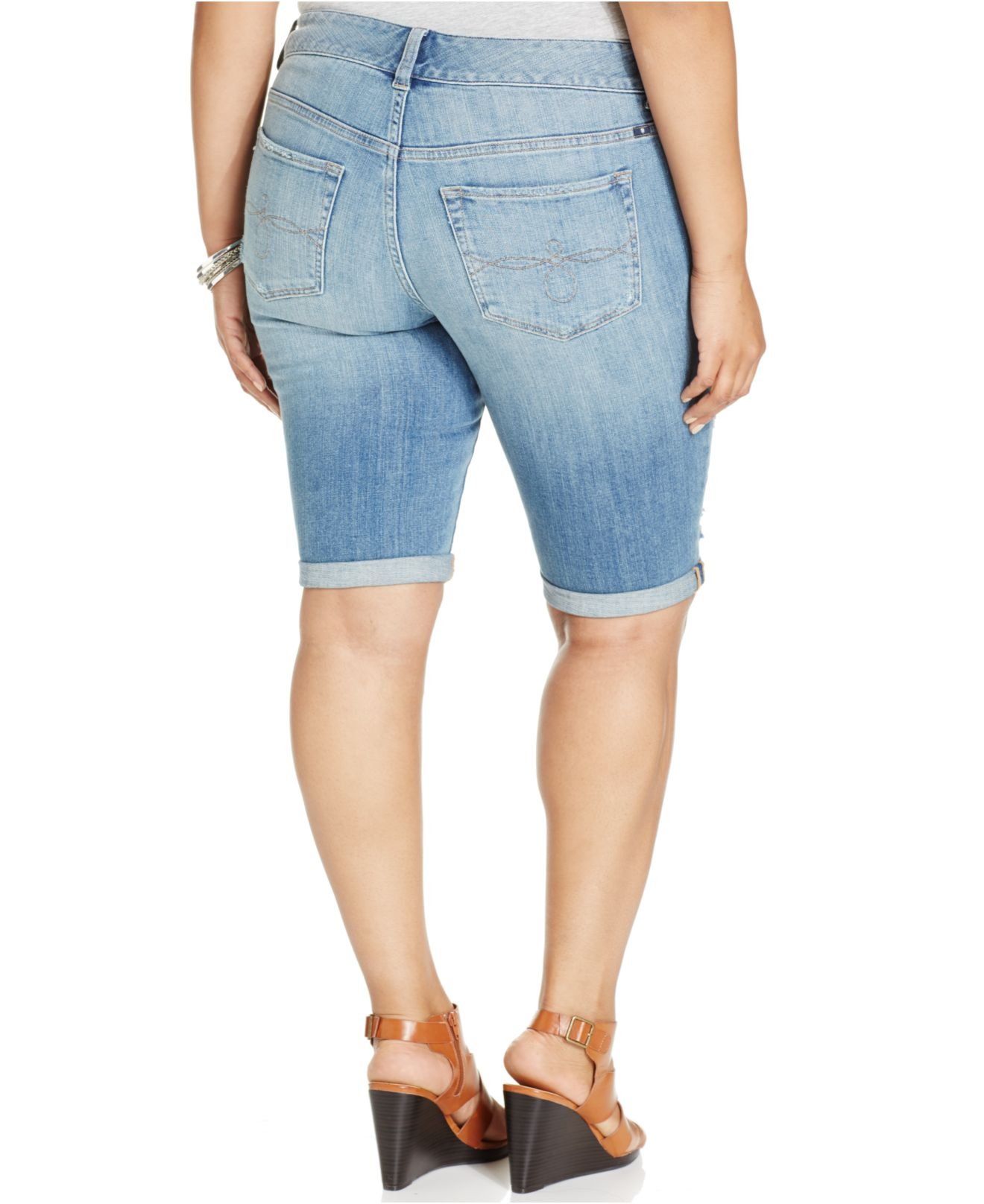 Lucky brand Lucky Brand Plus Size Distressed Denim Bermuda Shorts in ...