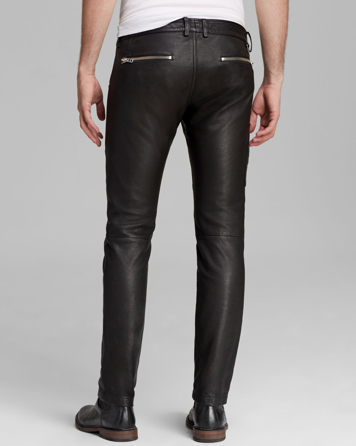 DIESEL Jeans Pzipps Leather Slim Fit in Black for Men - Lyst