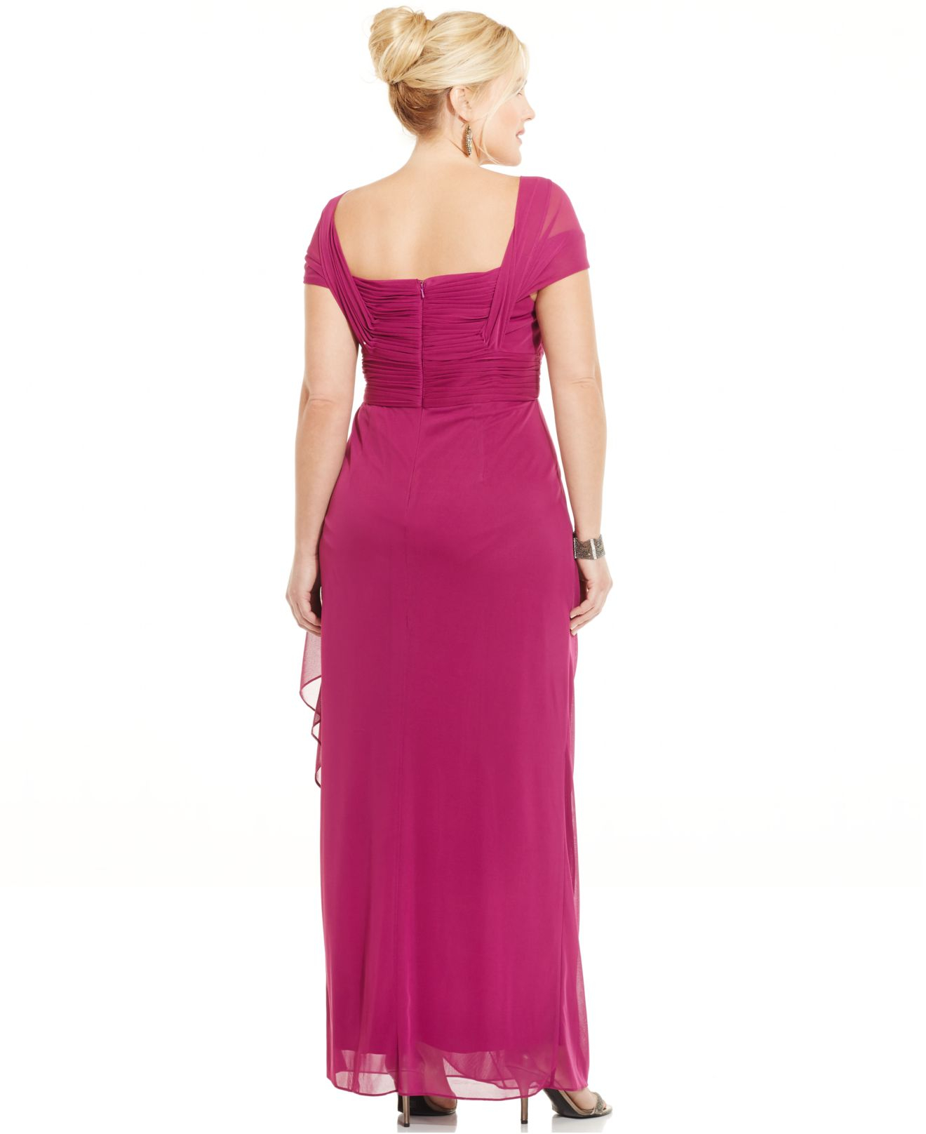 Lyst - Alex Evenings Plus Size Ruched Cascade Ruffle Gown in Purple