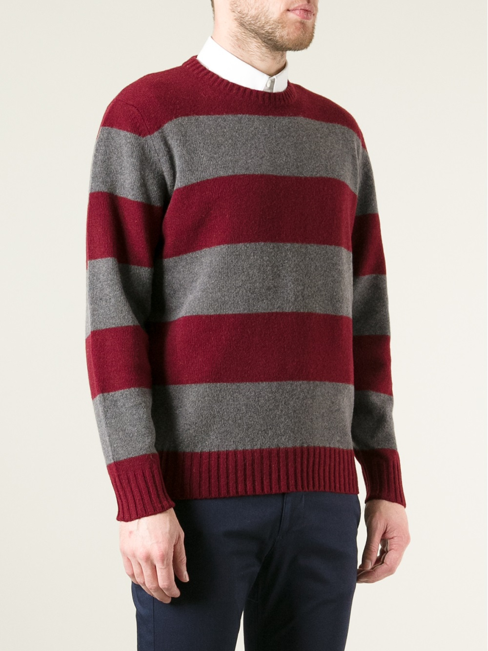 Lyst Sefton Thick Stripe Jumper in Red for Men