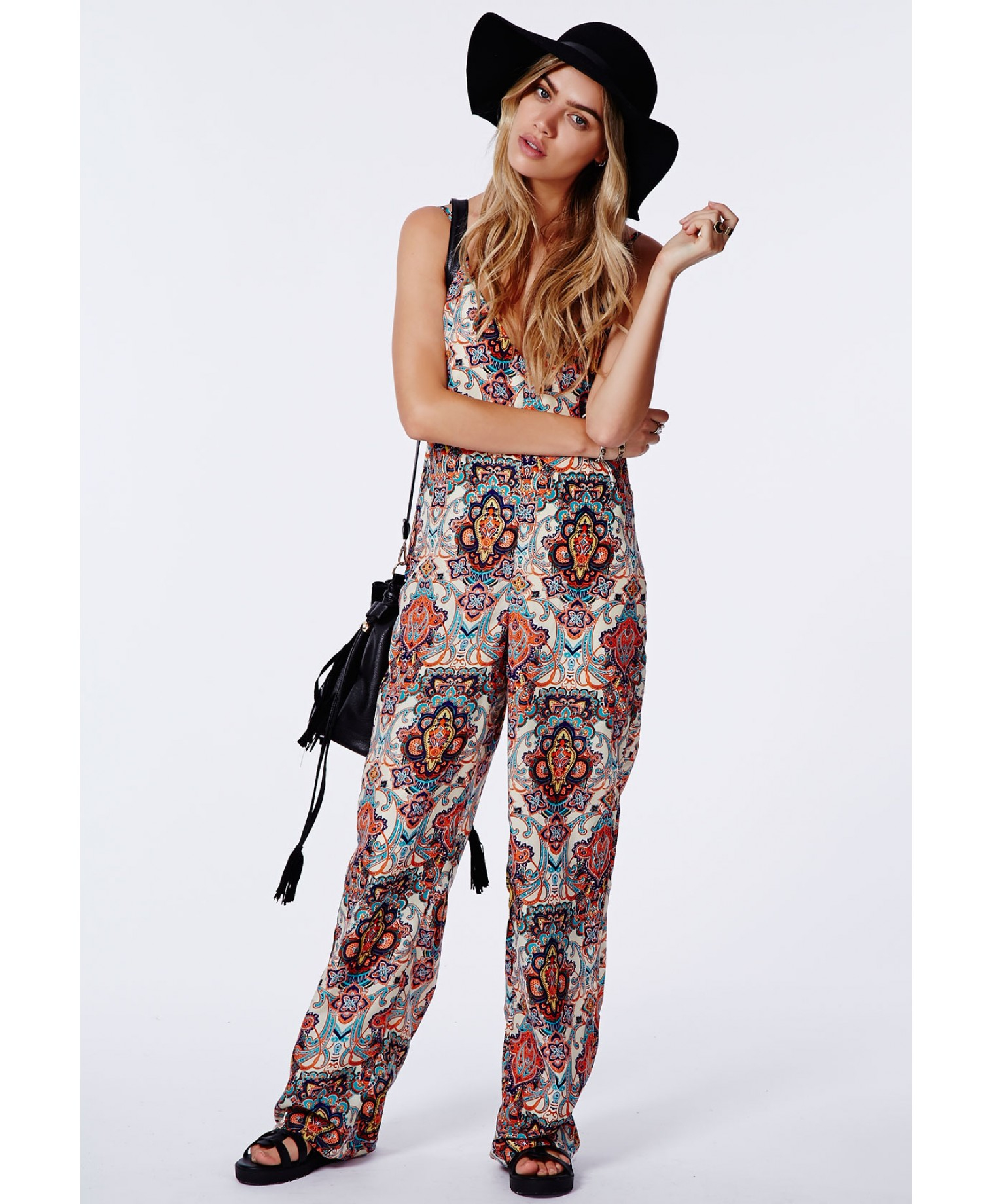 lyst missguided cyryla ethnic print jumpsuit in blue lyst missguided cyryla ethnic print jumpsuit in blue
