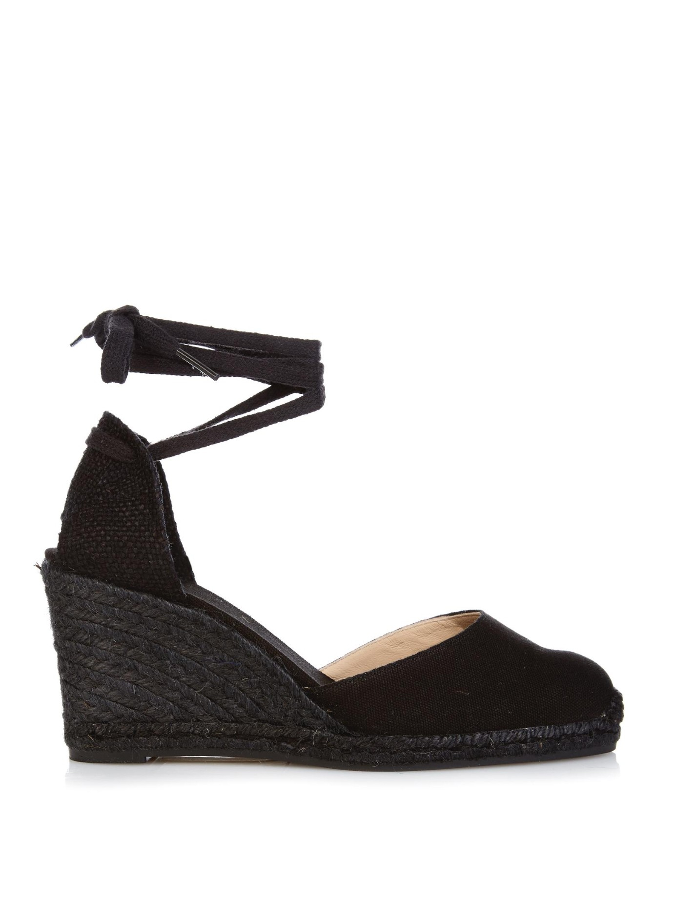 black heeled espadrilles