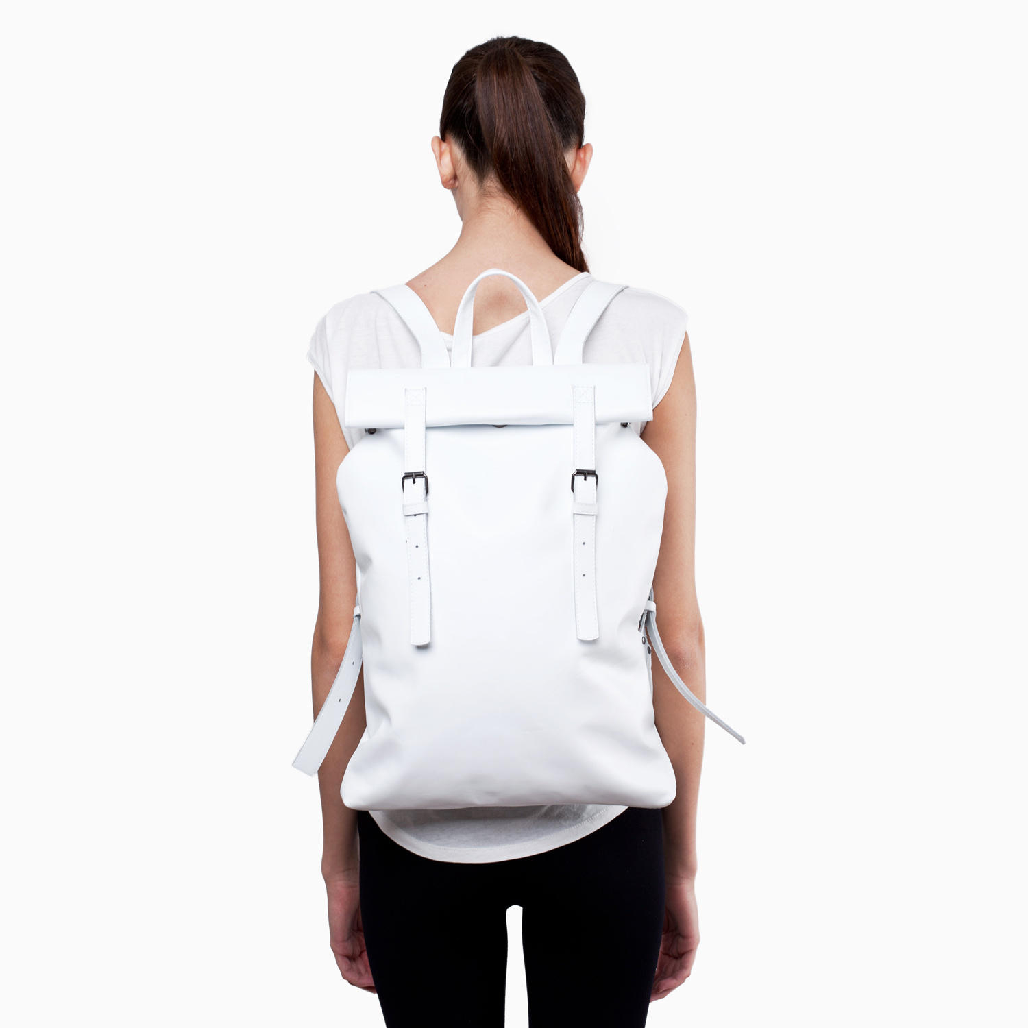 Asya malbershtein White Leather Rectangular Backpack With Straps in White Lyst