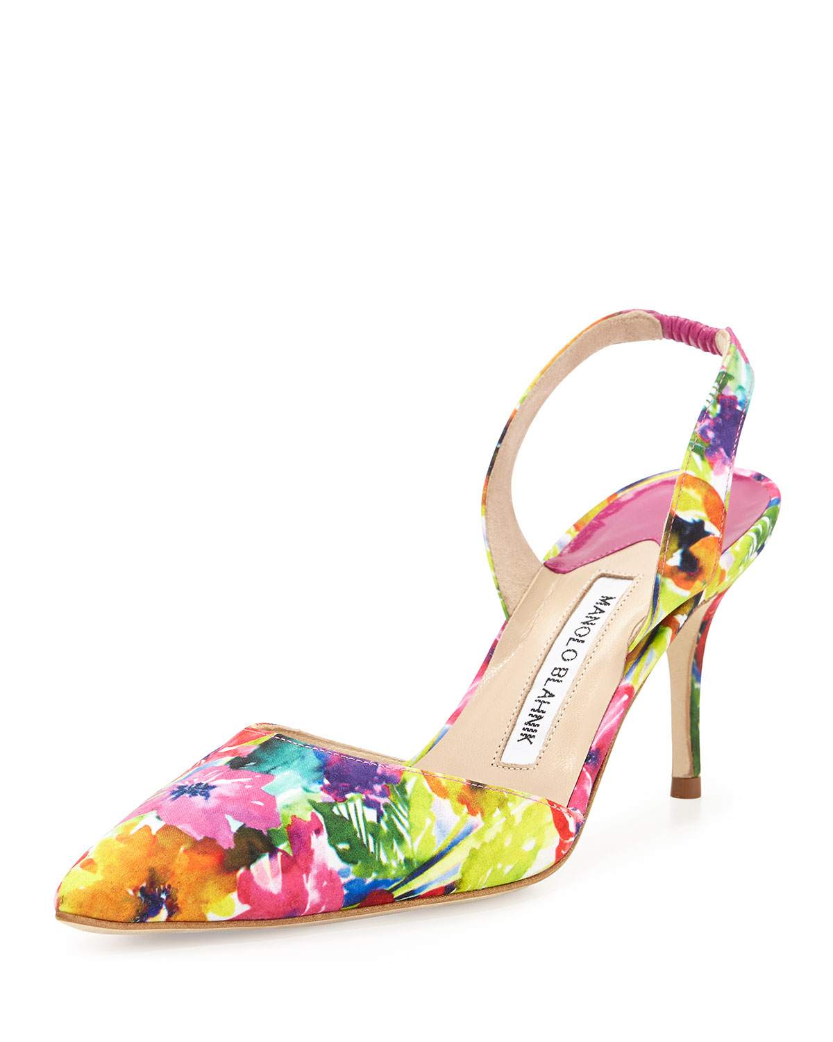 Manolo blahnik Carolyne Floral-Print Halter Pumps | Lyst