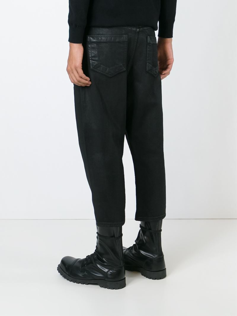 Drkshdw by rick owens Coated Cropped Jeans in Black for Men | Lyst