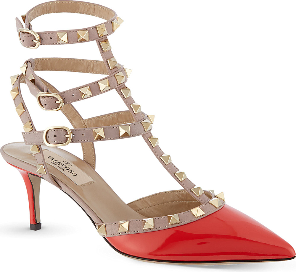 Valentino Rockstud Court Shoes - For Women in Red (Orange) | Lyst