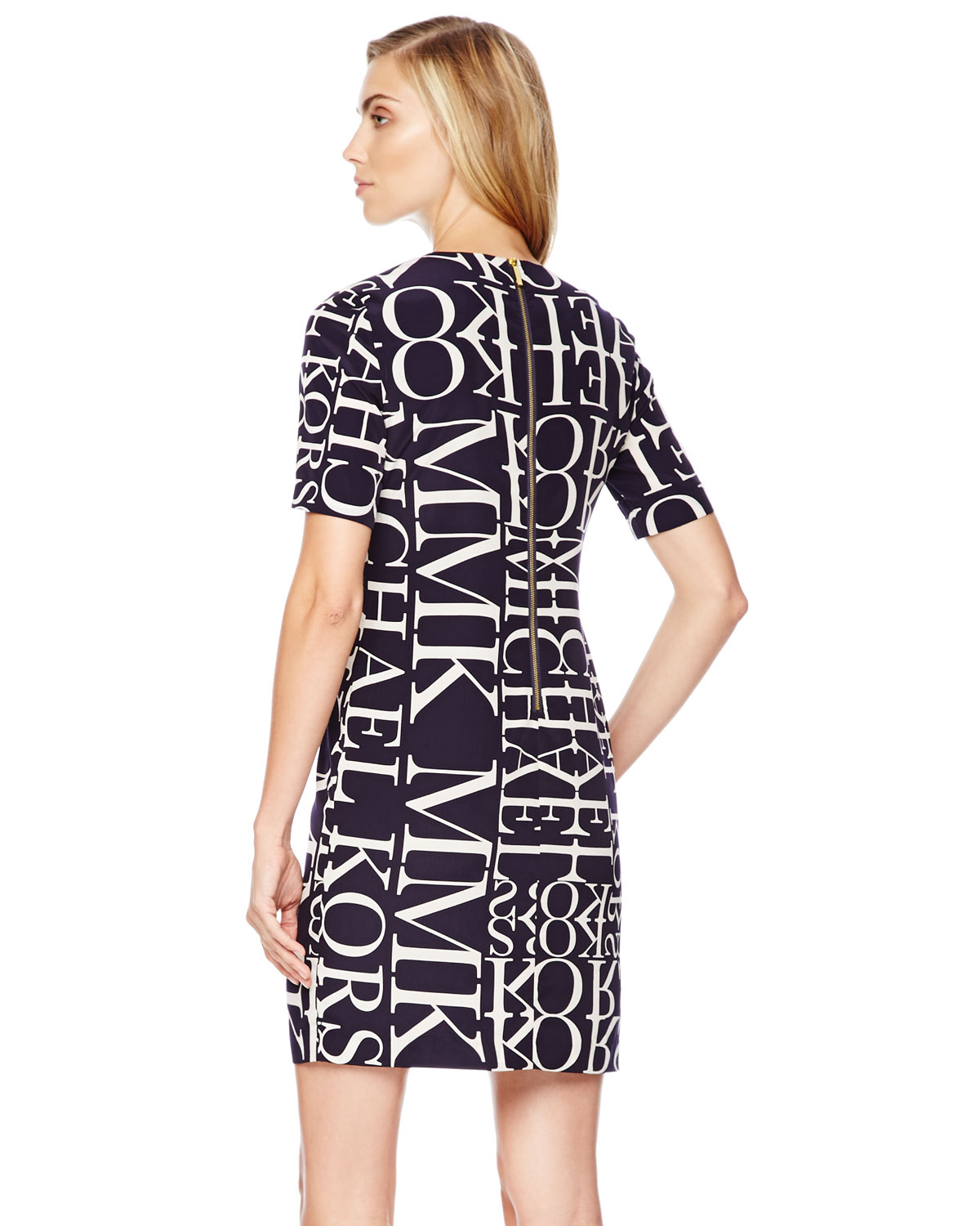 Lyst Michael Michael Kors Logoletter Knit Dress in Black