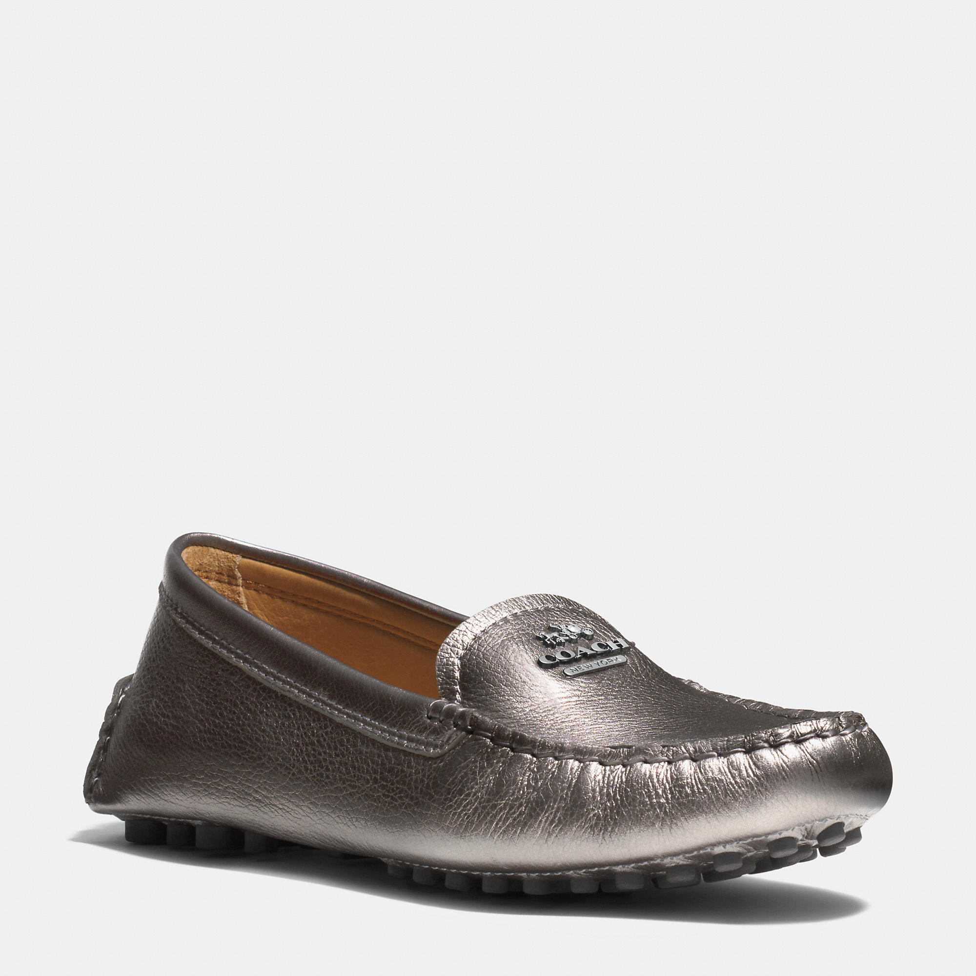 coach silver loafers