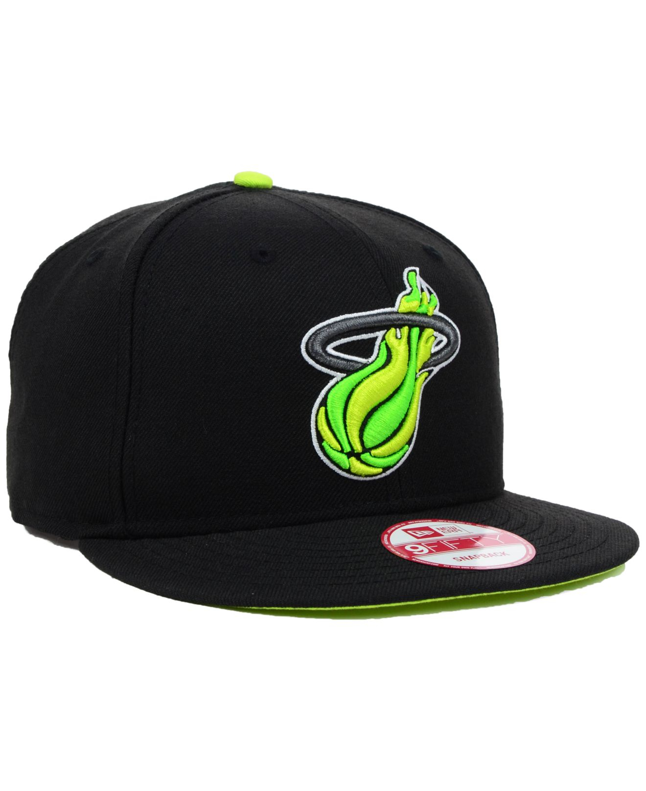 KTZ Miami Heat Hardwood Classics Neon Time 9Fifty Snapback Cap in Black for  Men | Lyst