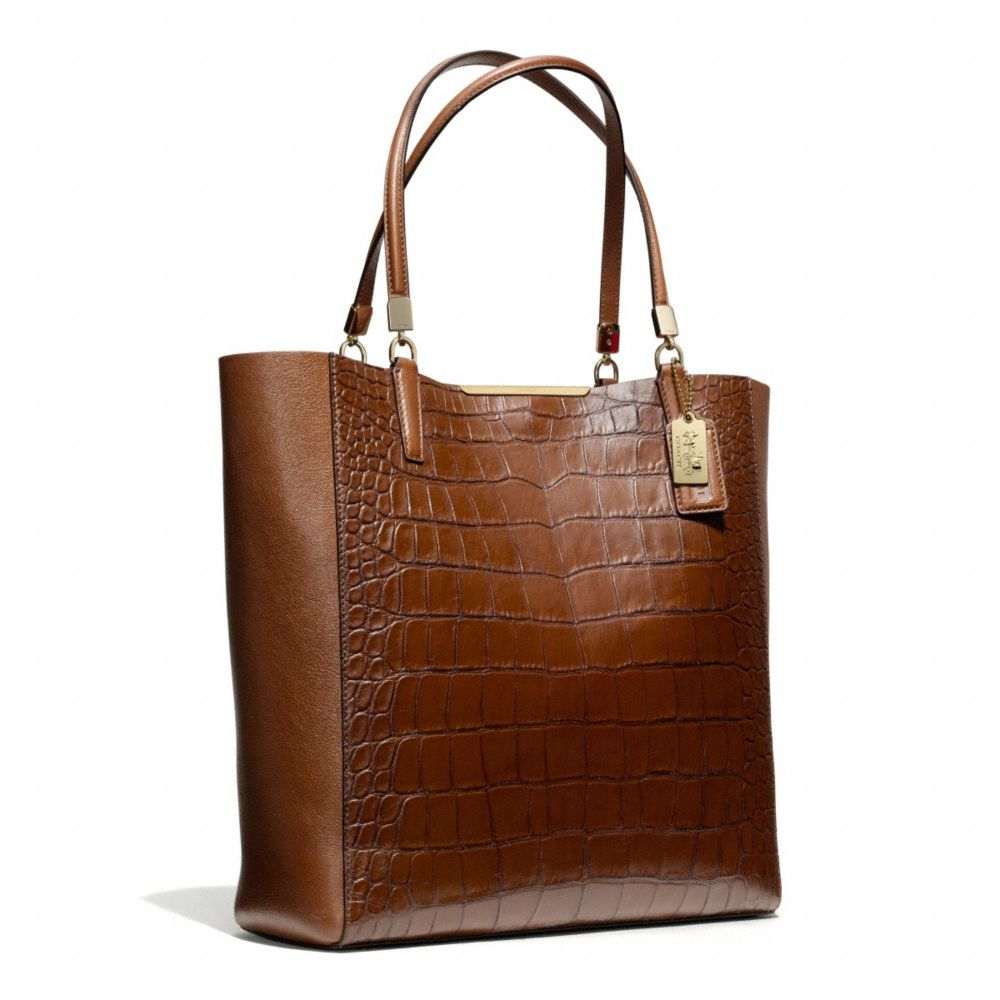 Coach Madison Northsouth Bonded Tote In Croc Embossed