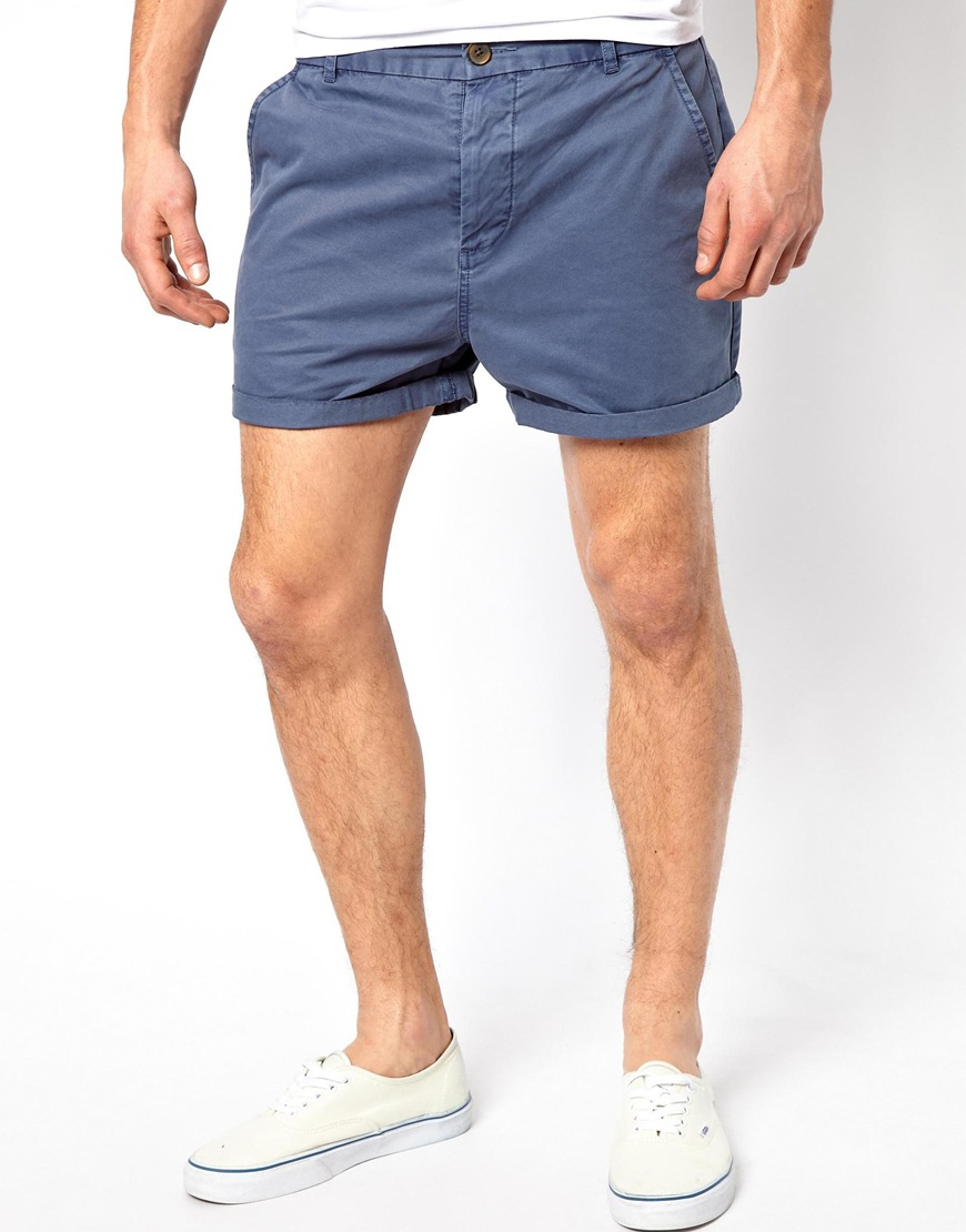 Lyst - Asos Chino Shorts In Shorter Length in Blue for Men