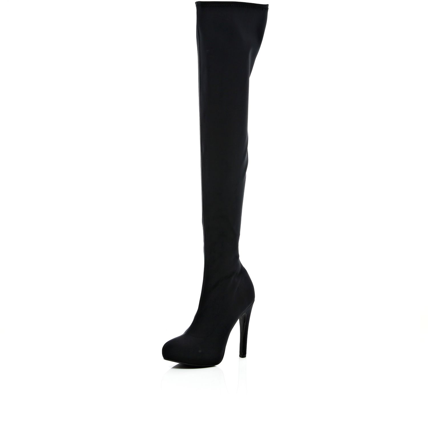 River Island Black Over The Knee Stiletto Boots in Black | Lyst