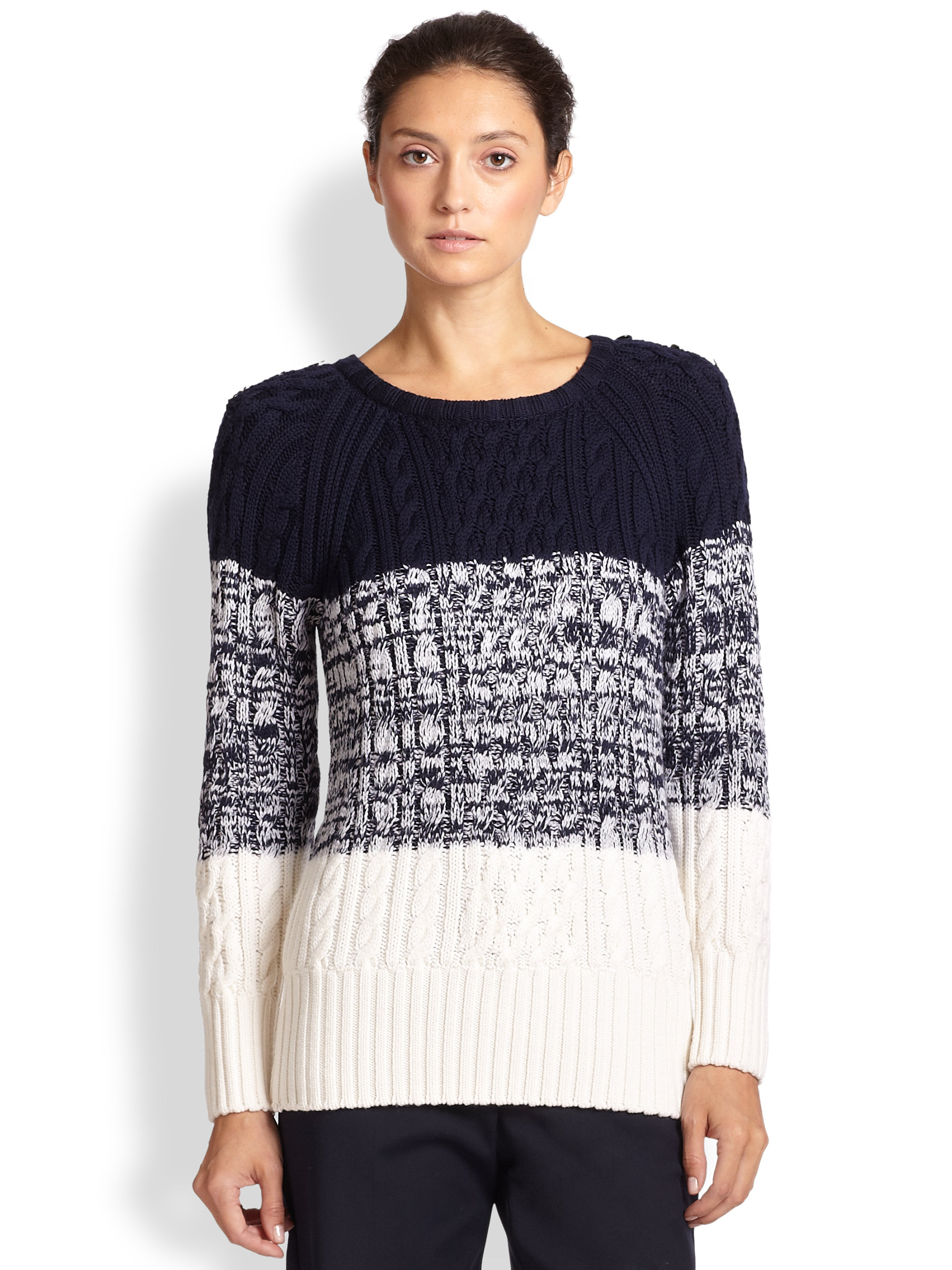 St. john Marled Colorblock Sweater in Blue | Lyst