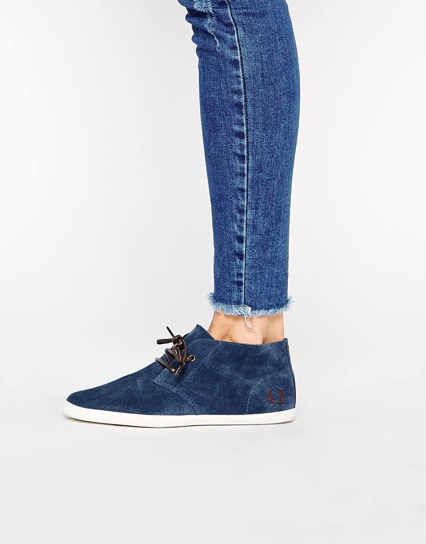 Fred Perry Roots Kit Blue Suede Mid Sneakers - Lyst