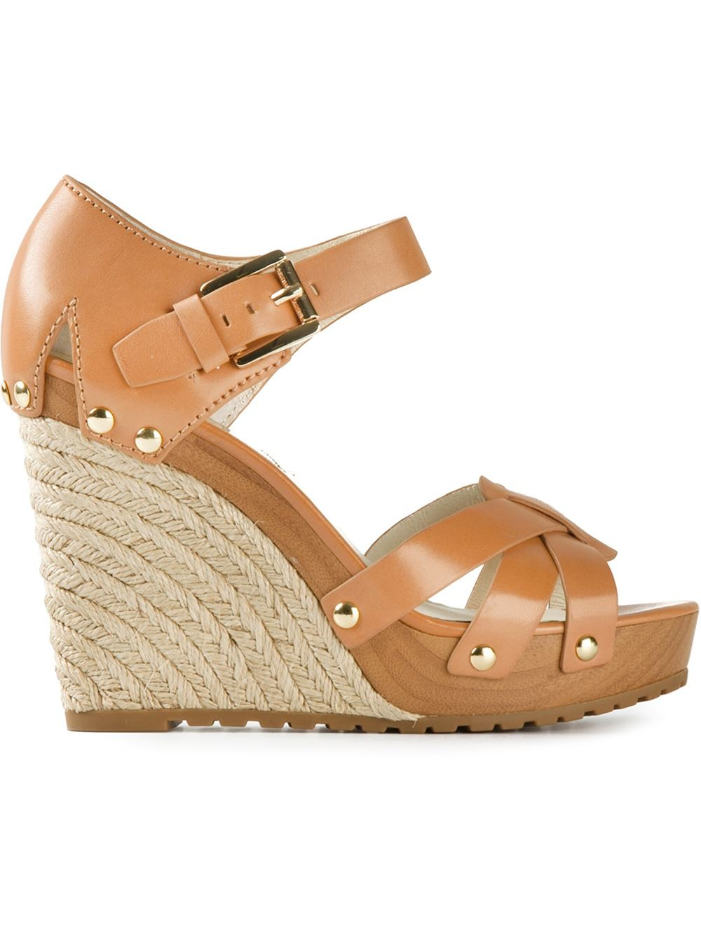 MICHAEL Michael Kors Somerly Wedge Sandals in Brown | Lyst