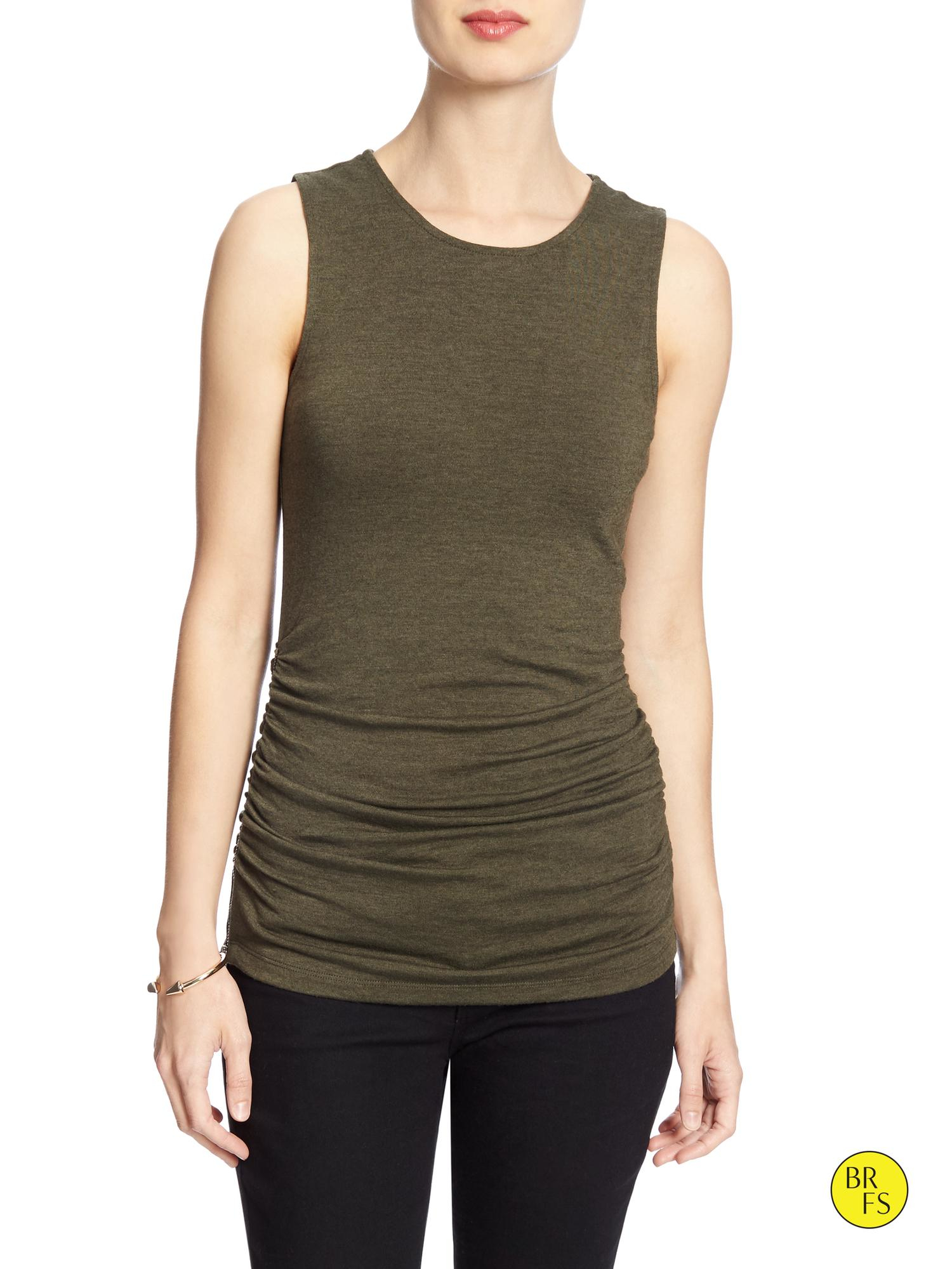 Banana republic Factory Sleeveless Ruched Top in Green (New moss) Lyst