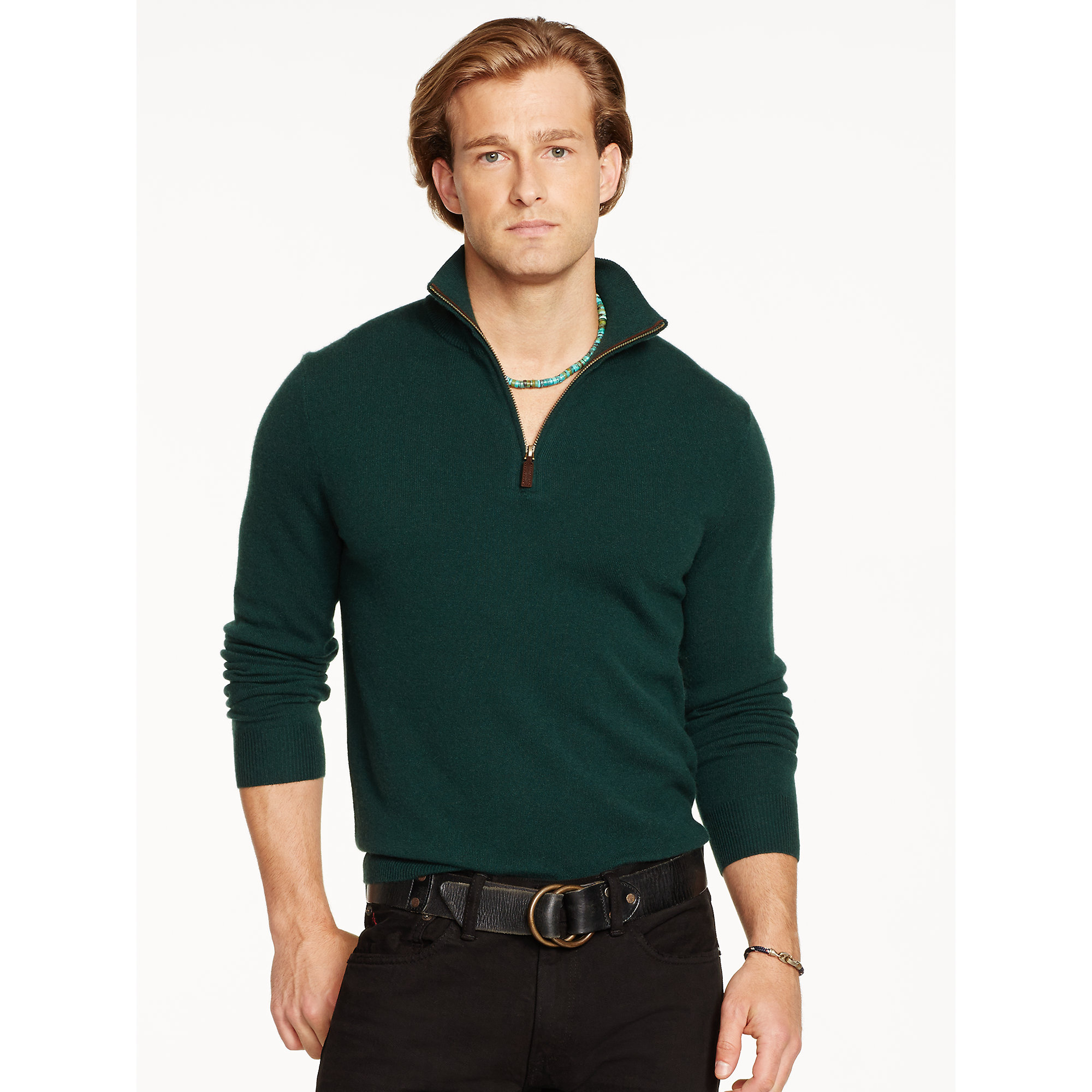 Polo Ralph Lauren Cashmere Half-Zip Sweater in Forest Green (Green) for Men  | Lyst