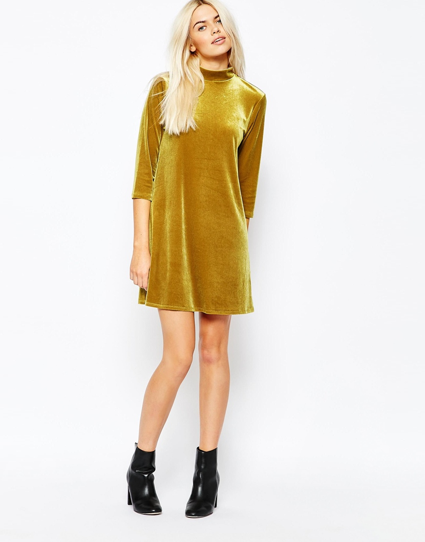 yellow velour dress