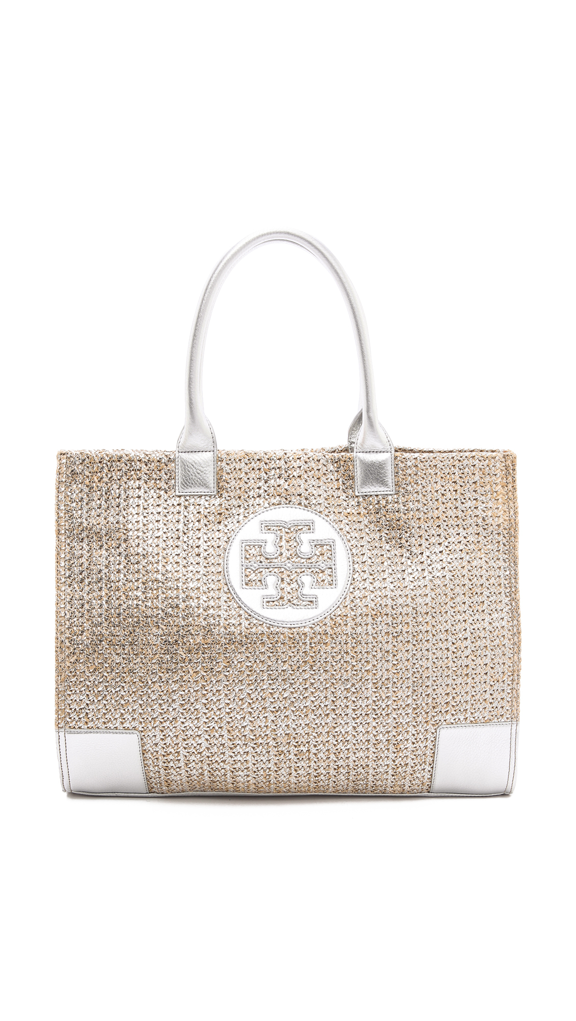 Tory burch Ella Metallic Straw Tote in Metallic Lyst