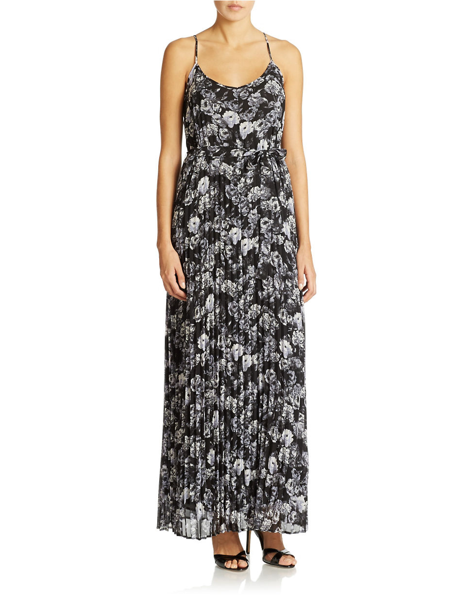 Jessica Simpson Floral Print Maxi Dress in Black | Lyst