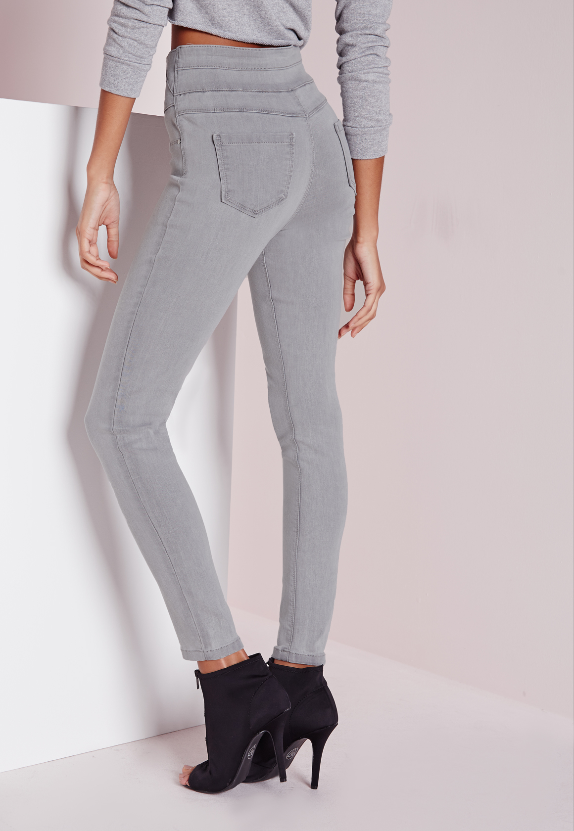 light grey high waisted skinny jeans