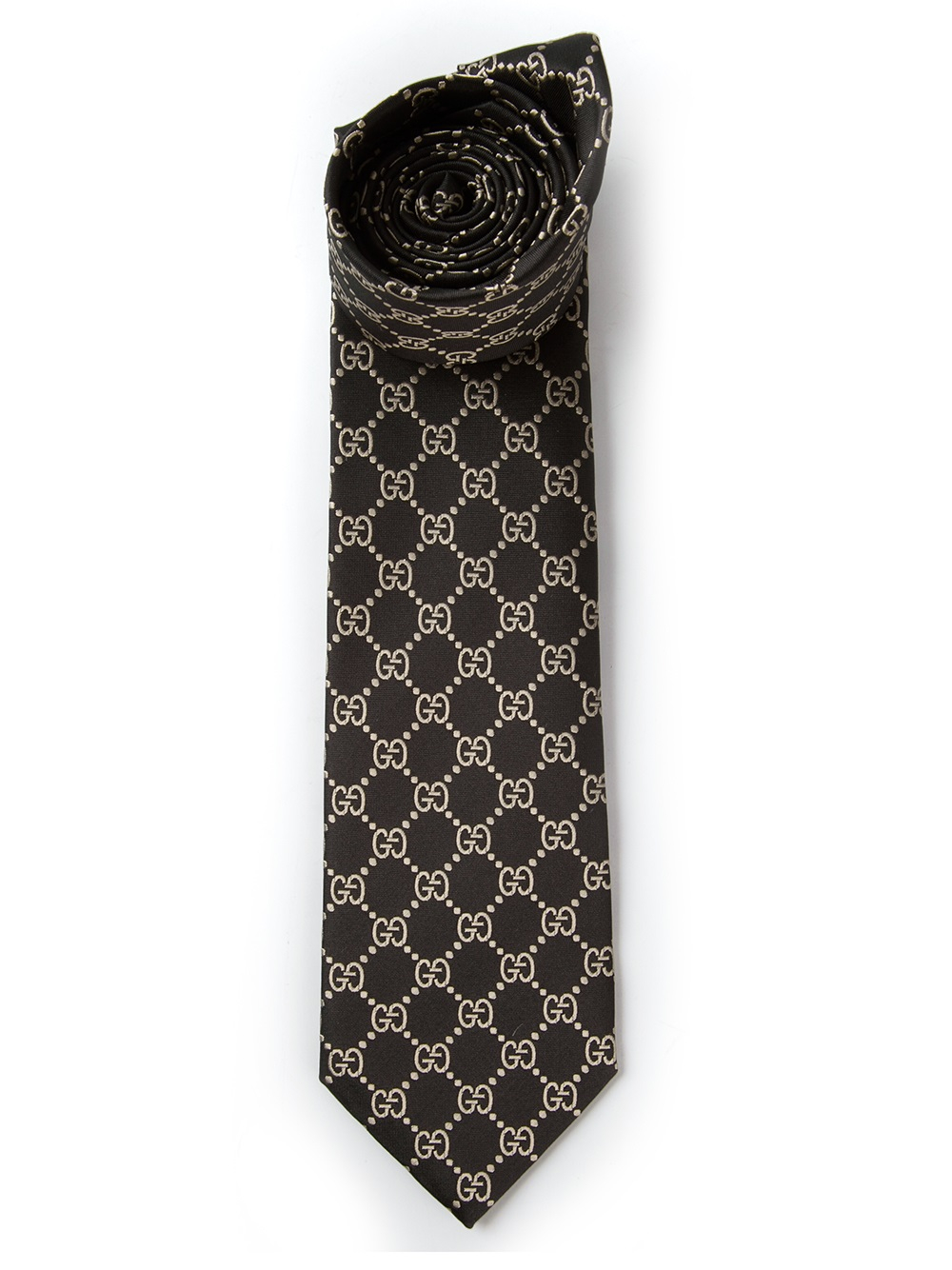 Gucci Monogram Print Tie in Black-Tan (Black) Men - Lyst