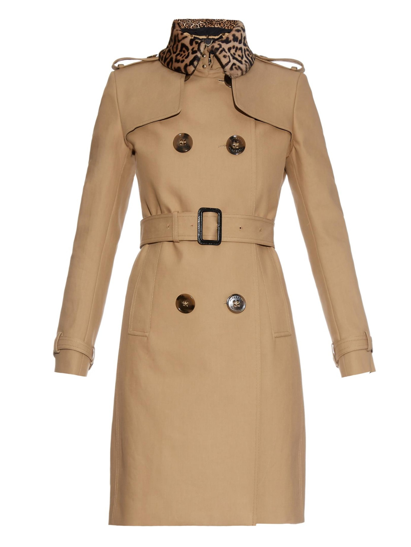 Burberry Prorsum Leopard-Print Collar Trench Coat in Brown | Lyst