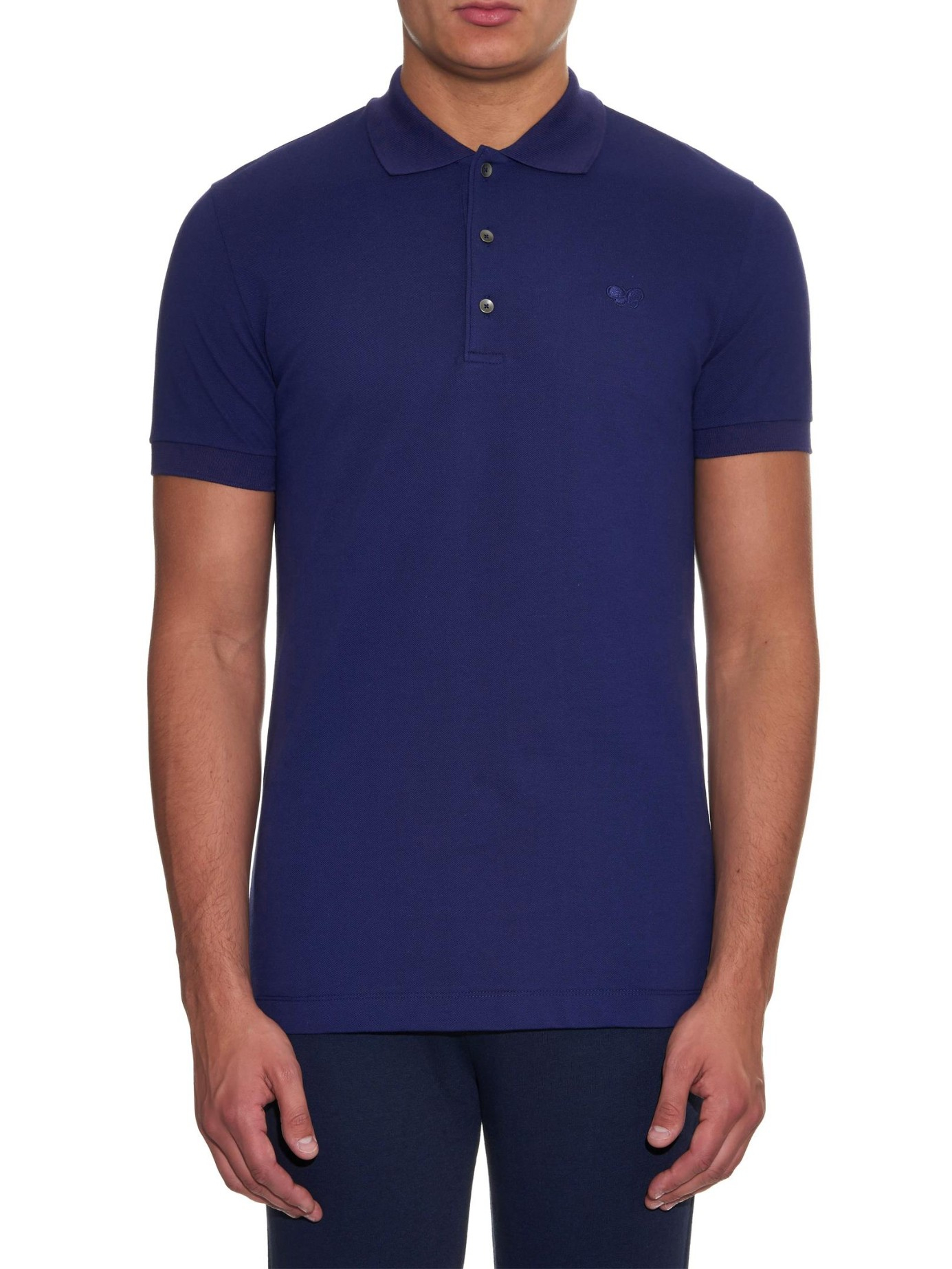 Bottega Veneta Cotton-Piqué Polo Shirt in Blue for Men - Lyst
