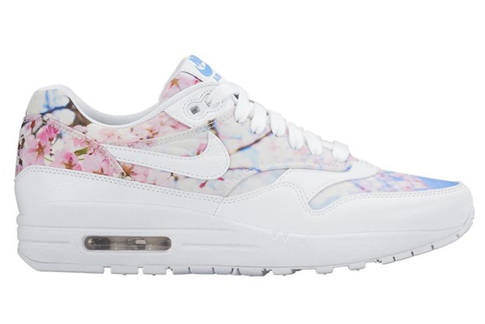 Nike Air Max 1 Cherry Blossom Leather Low-Top Sneakers in White - Lyst