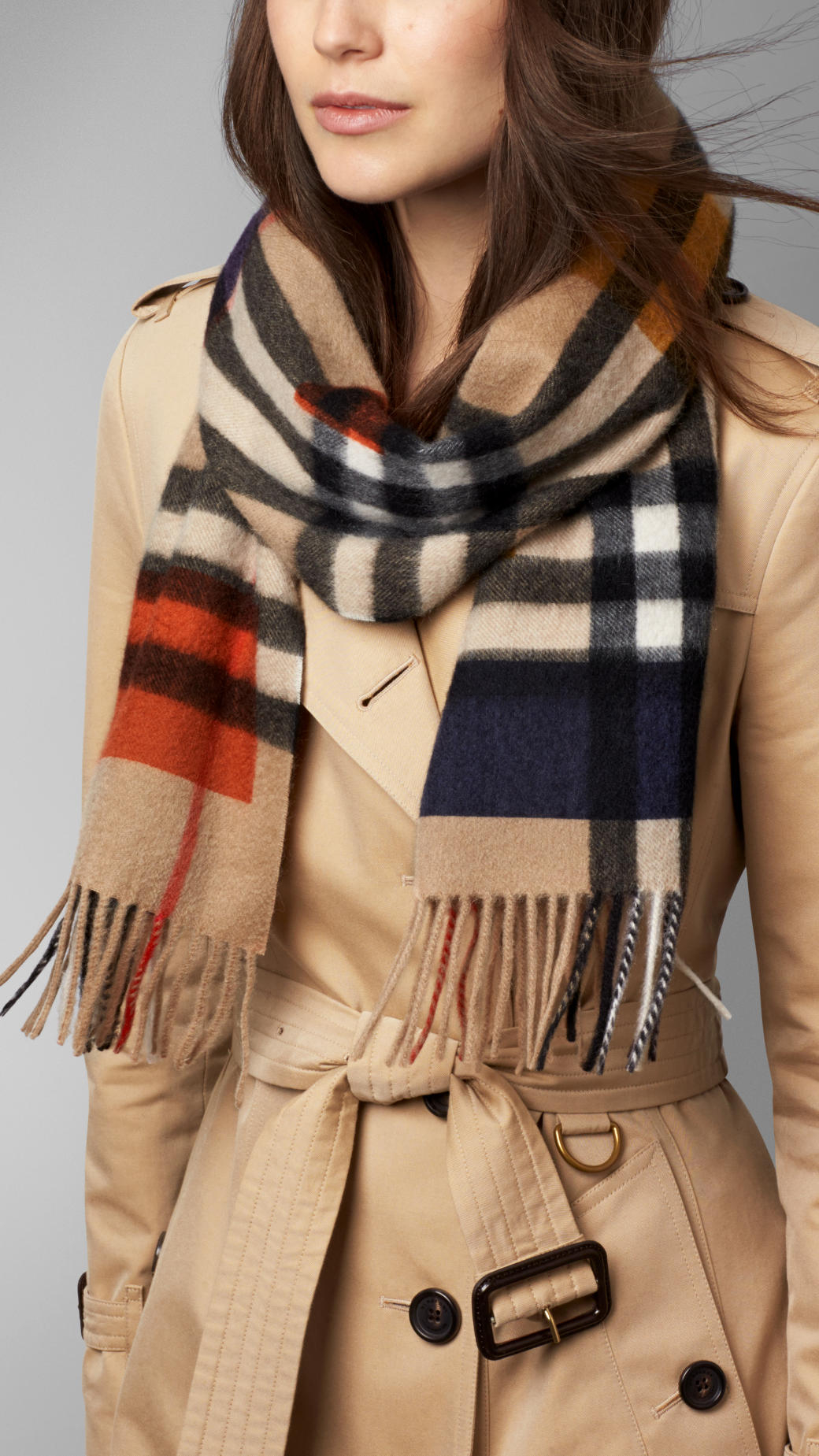 Burberry Colour Block Check Cashmere Scarf for Men - Lyst