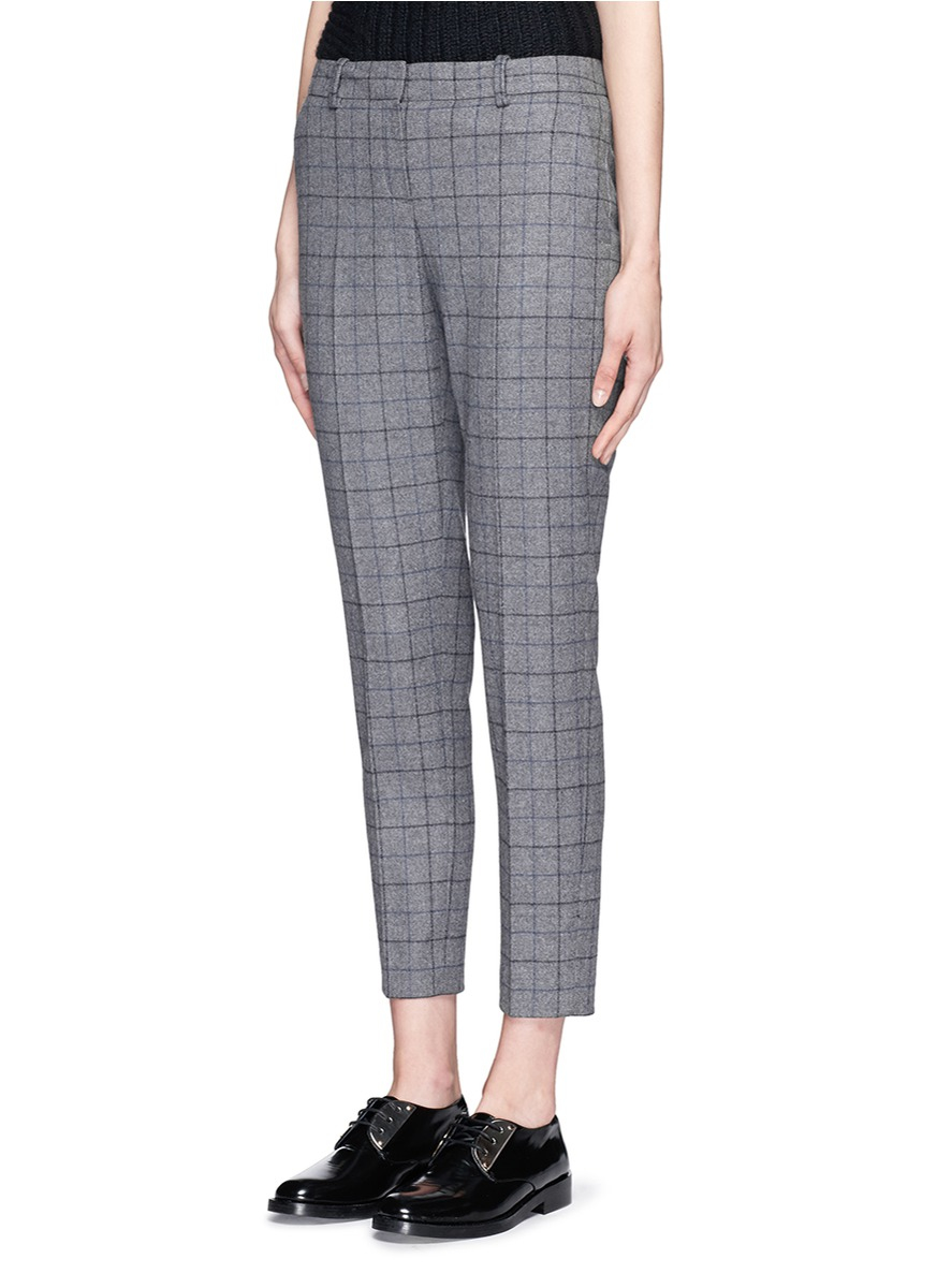 Theory 'treeca Cl' Windowpane Check Flannel Pants in Grey (Gray) - Lyst