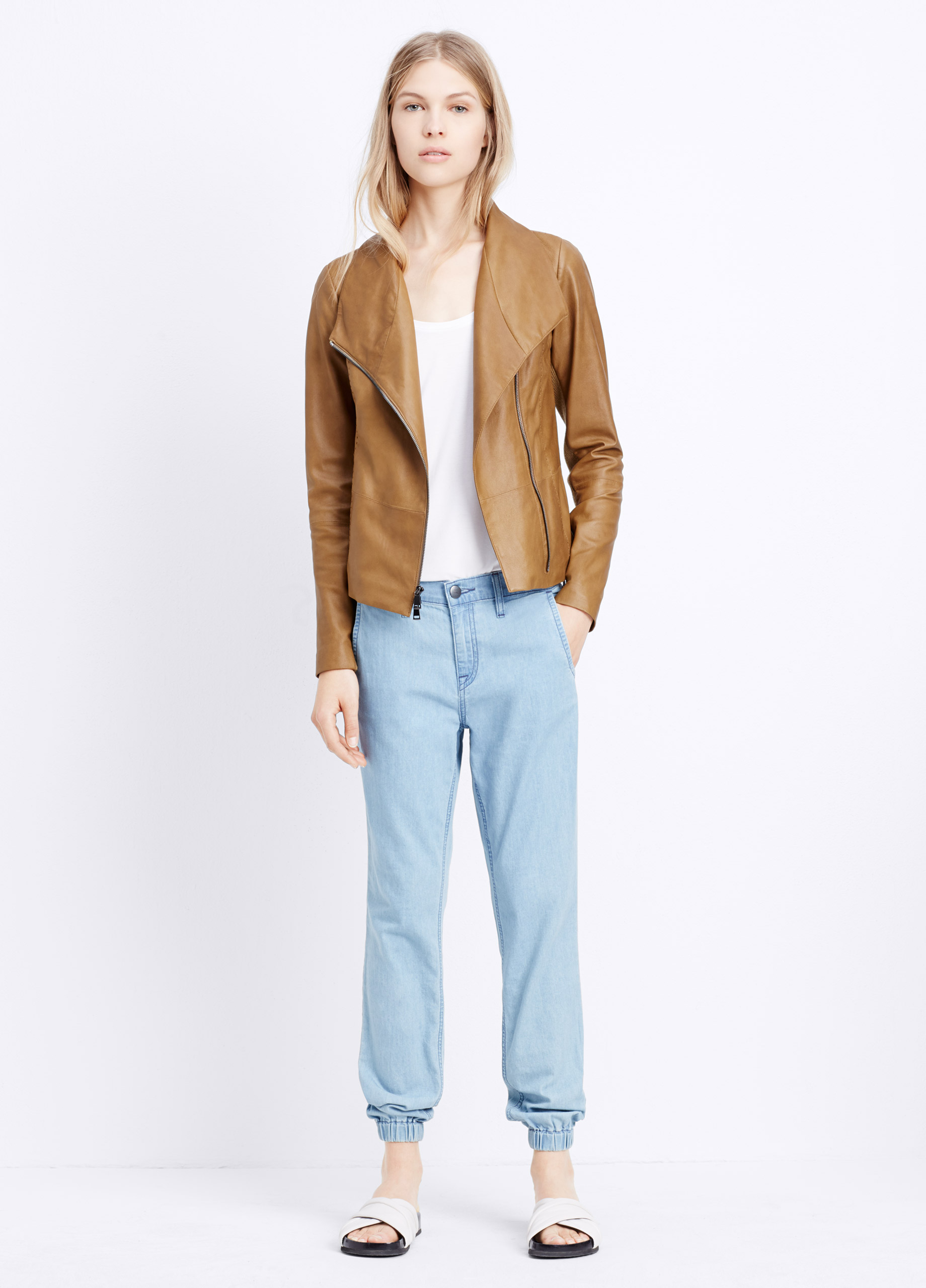 Women S Brown Feather Leather Scuba Jacket