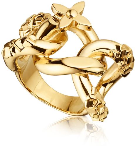 Louis Vuitton Lv Chain Ring in Gold | Lyst