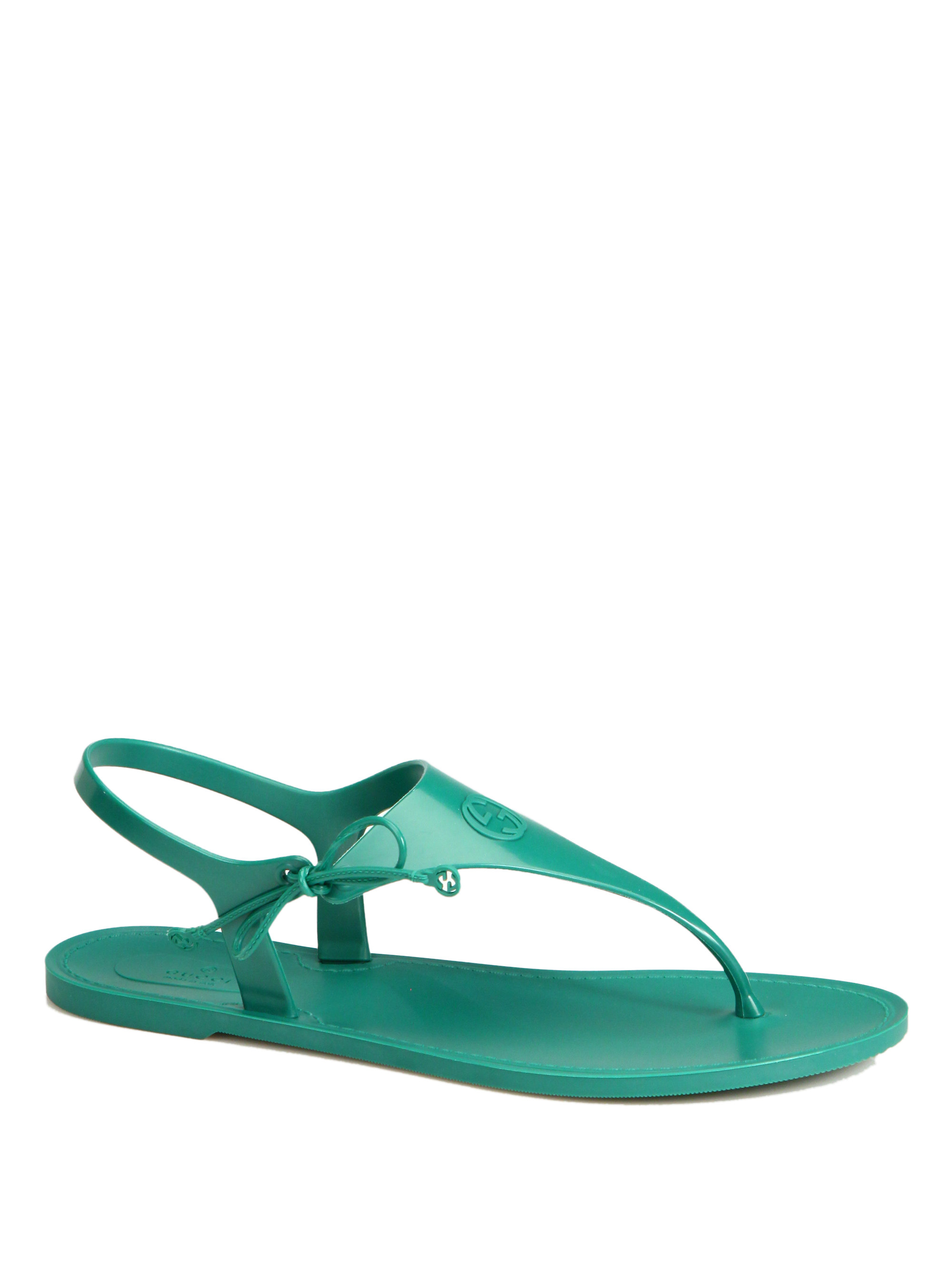 Gucci Katina Rubber Thong Sandals in Black | Lyst