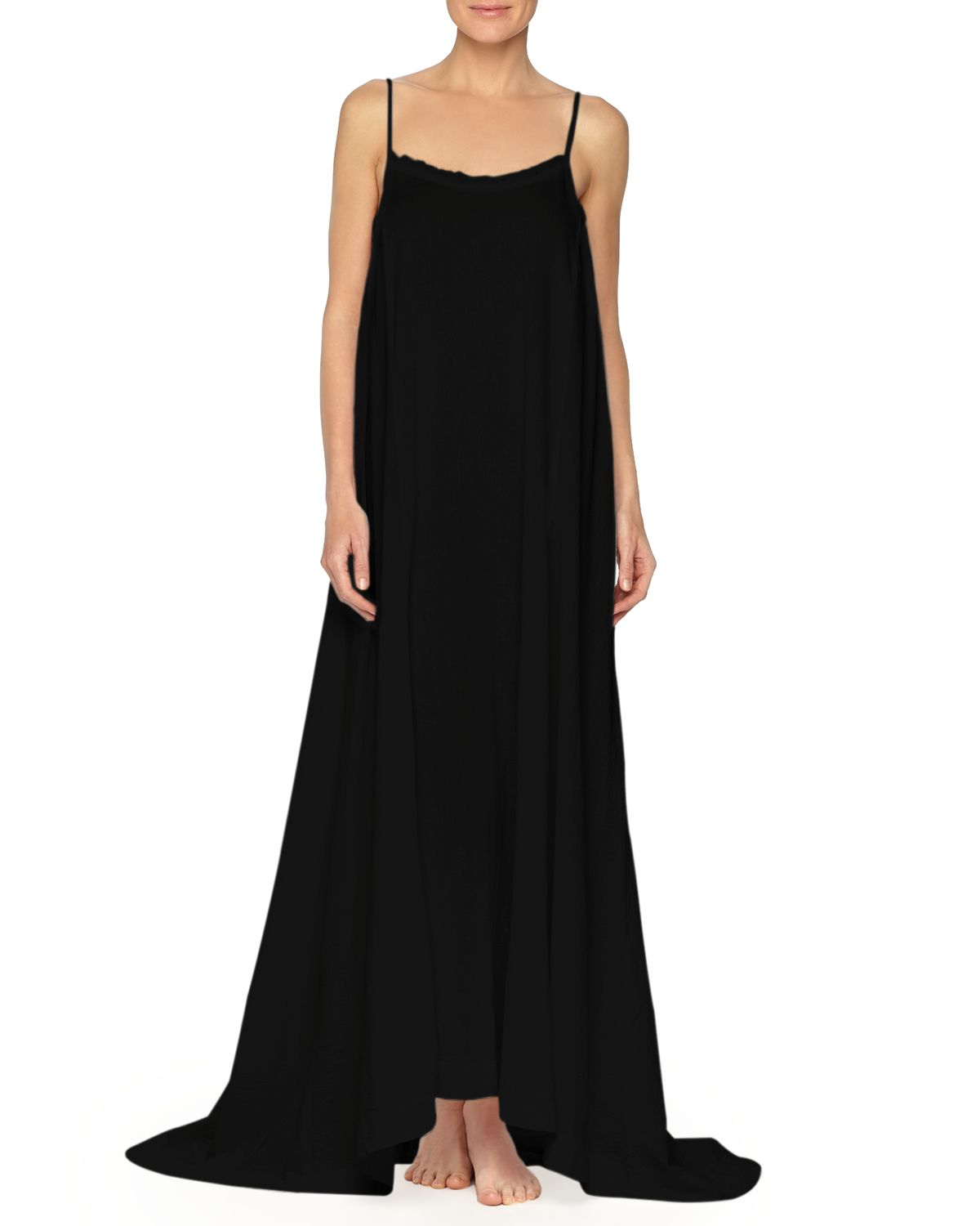 Skin Ruffletrim Gauze Nightgown in Black Lyst