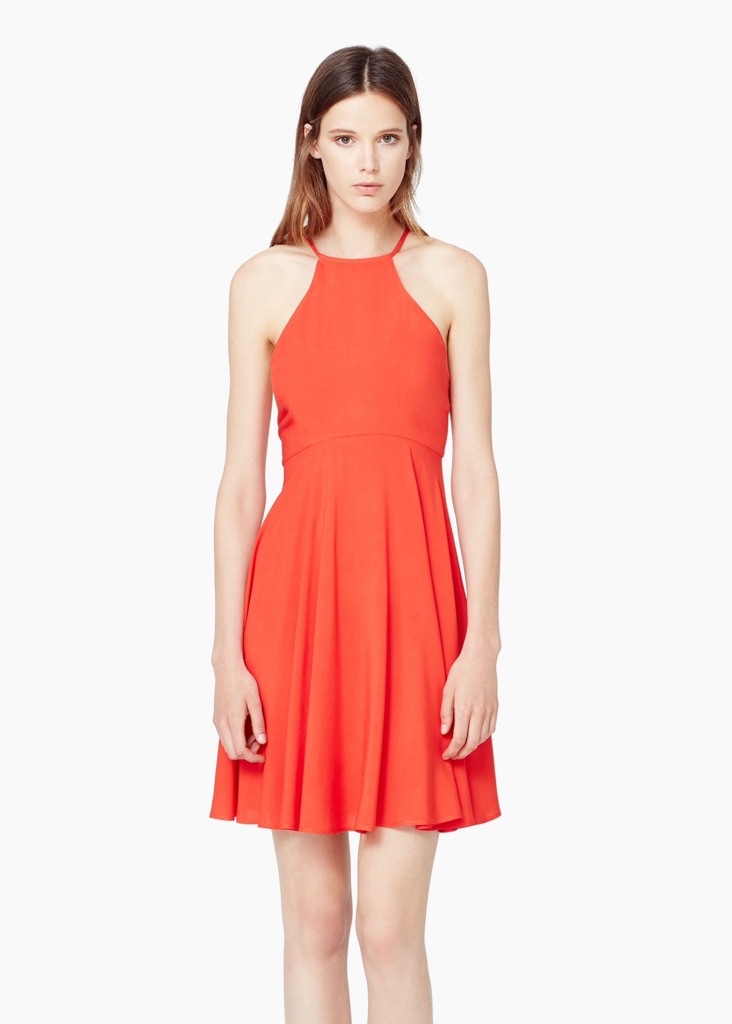 Mango Halter Neck Dress in Dark Orange (Orange) Lyst