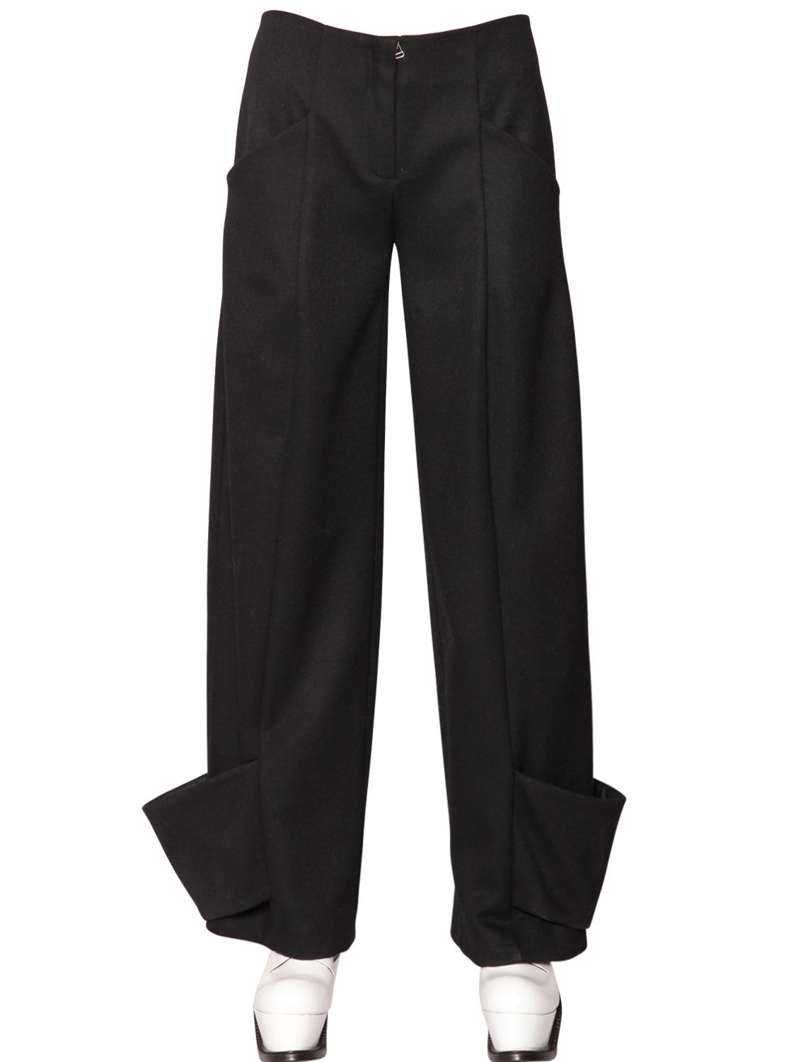 J.w. anderson Cuffed Wool Trousers in Black for Men - Save 30% | Lyst