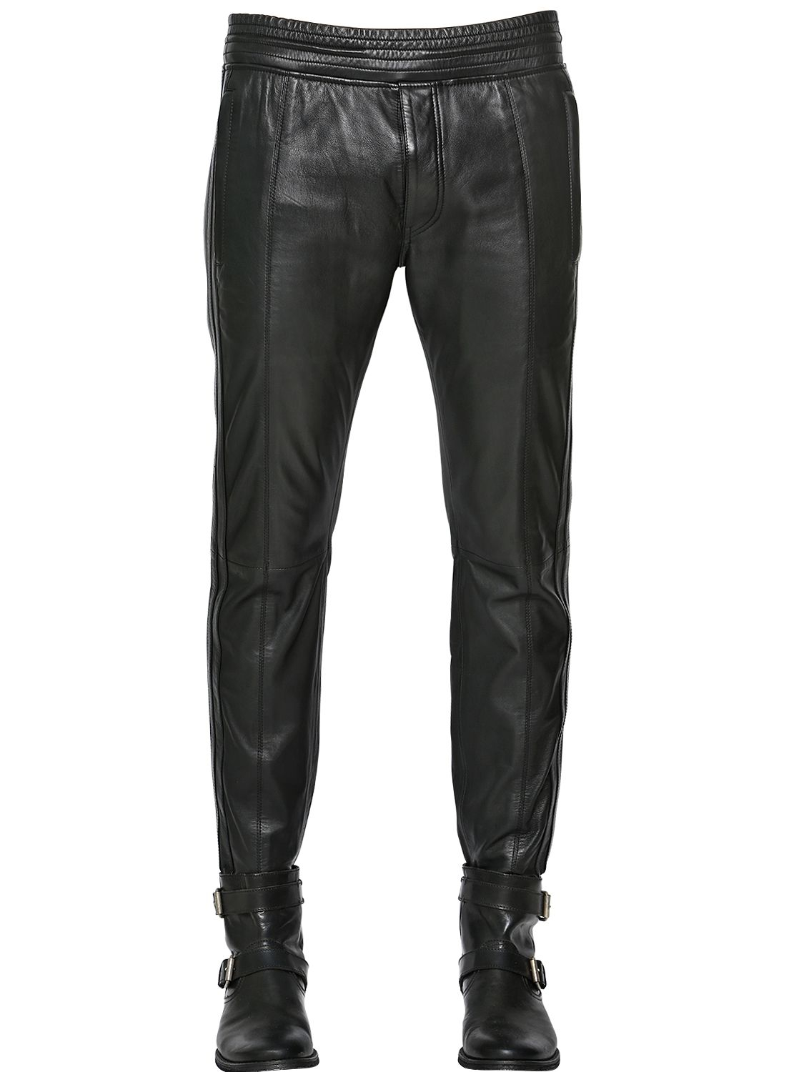 diesel black gold leather pants