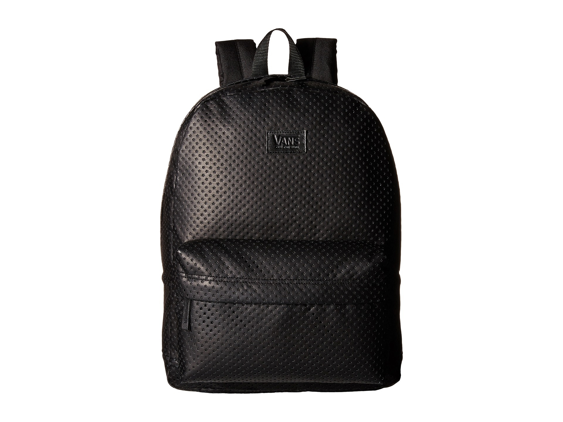 vans black leather backpack