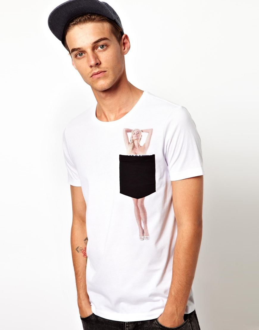 ASOS Tshirt with Naked Woman Pocket Print in White for Men | Lyst