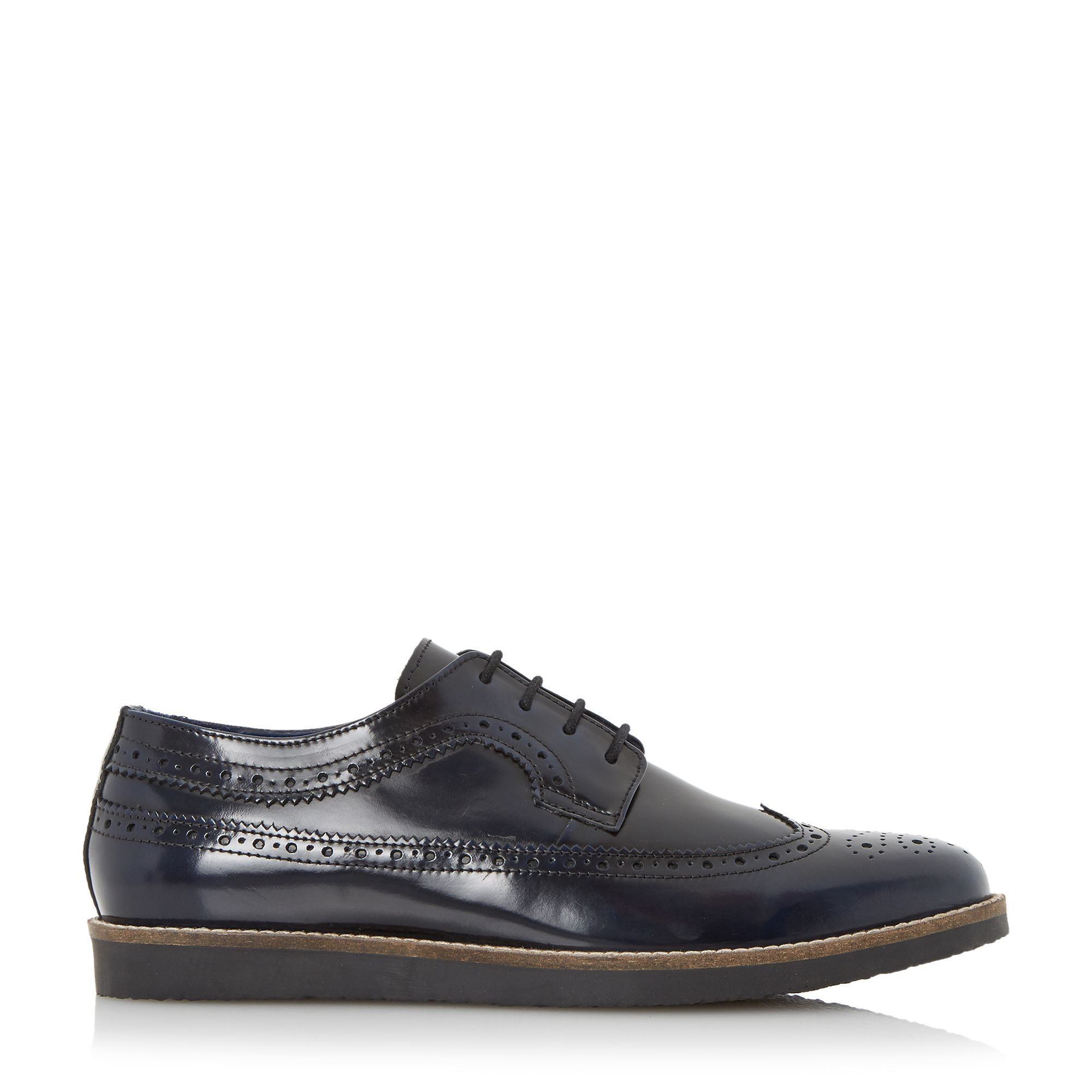 Dune Leather Blackout Wedge Sole Longwing Brogue Shoes in Navy (Blue ...