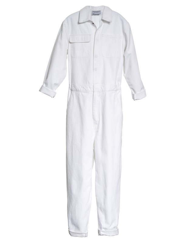 Cynthia Rowley Denim Jumpsuit in White - Lyst