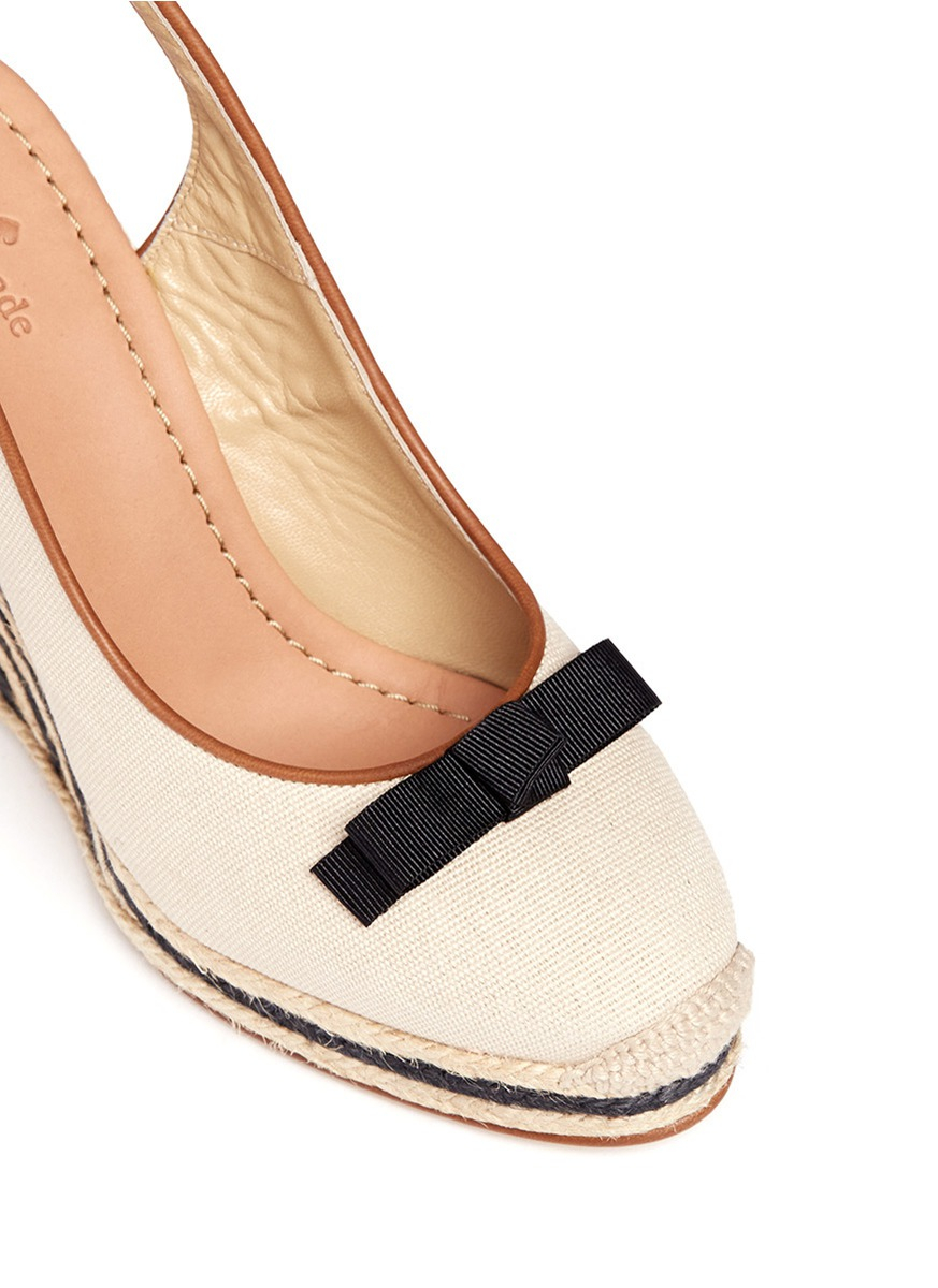 Kate Spade Sweetie Canvas Slingback Espadrille Wedges in Brown - Lyst