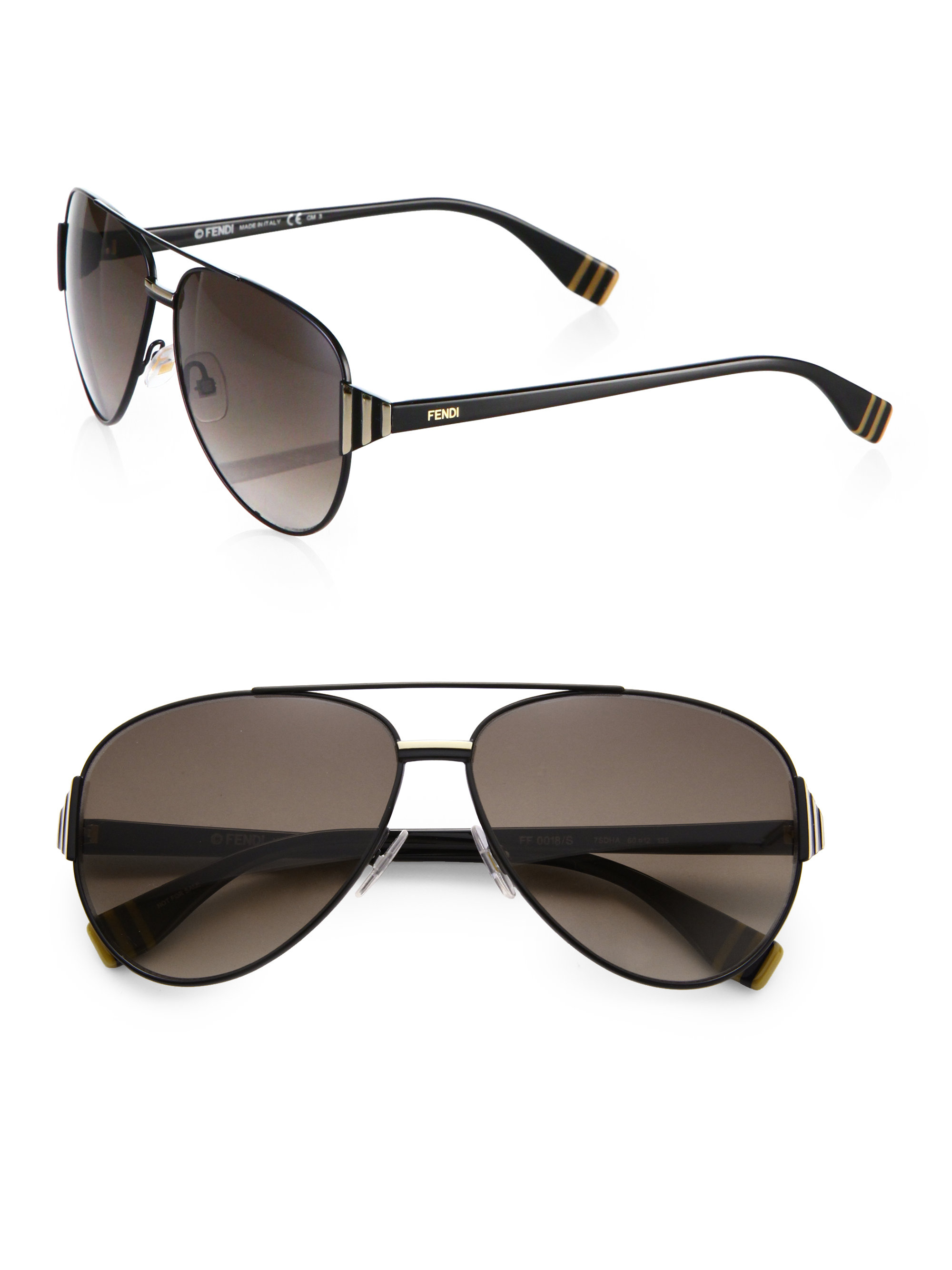 Fendi Metal & Acetate Aviator Sunglasses in Black - Lyst