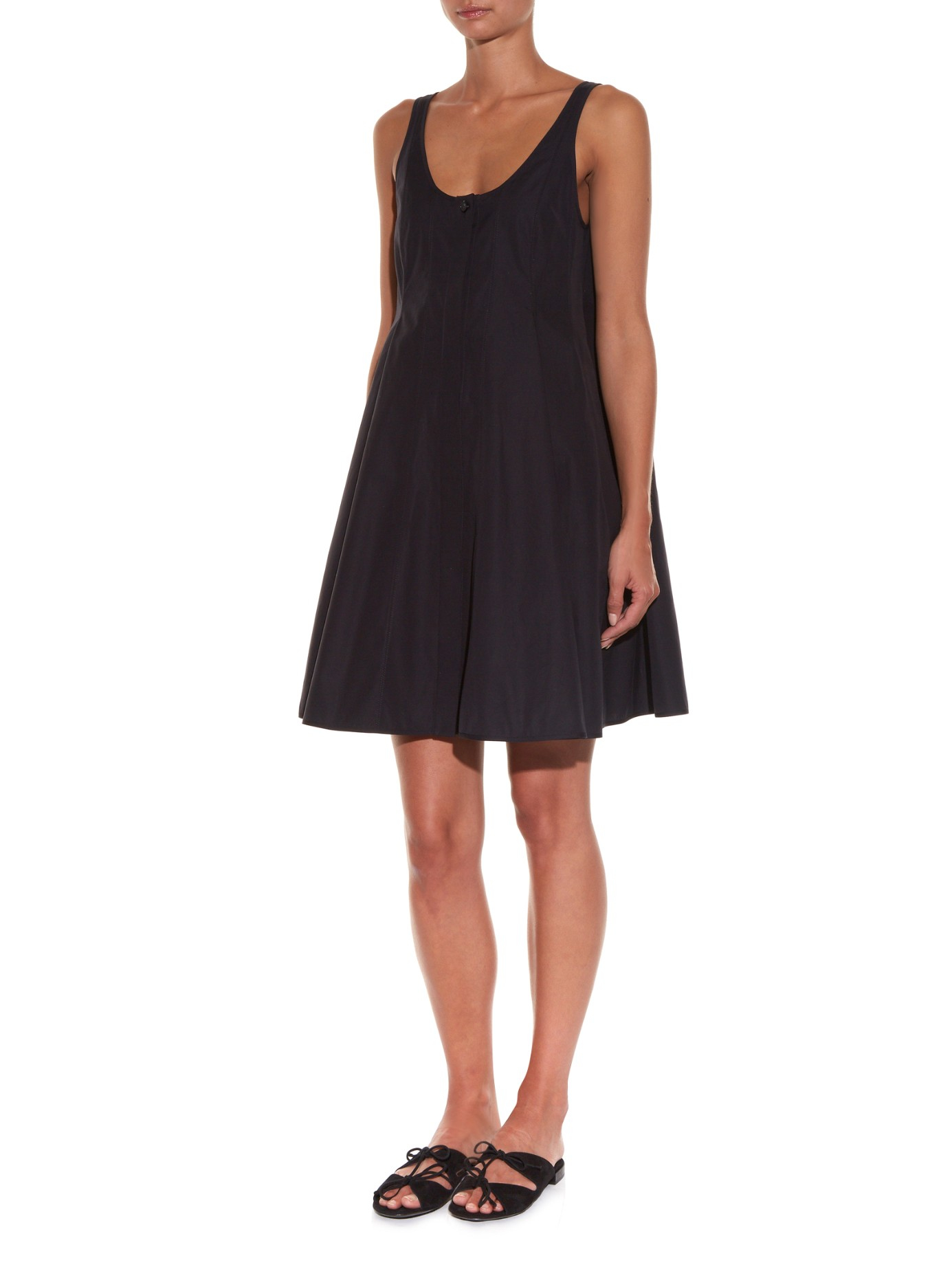 Balenciaga Sleeveless Cotton A-line Dress in Black - Lyst