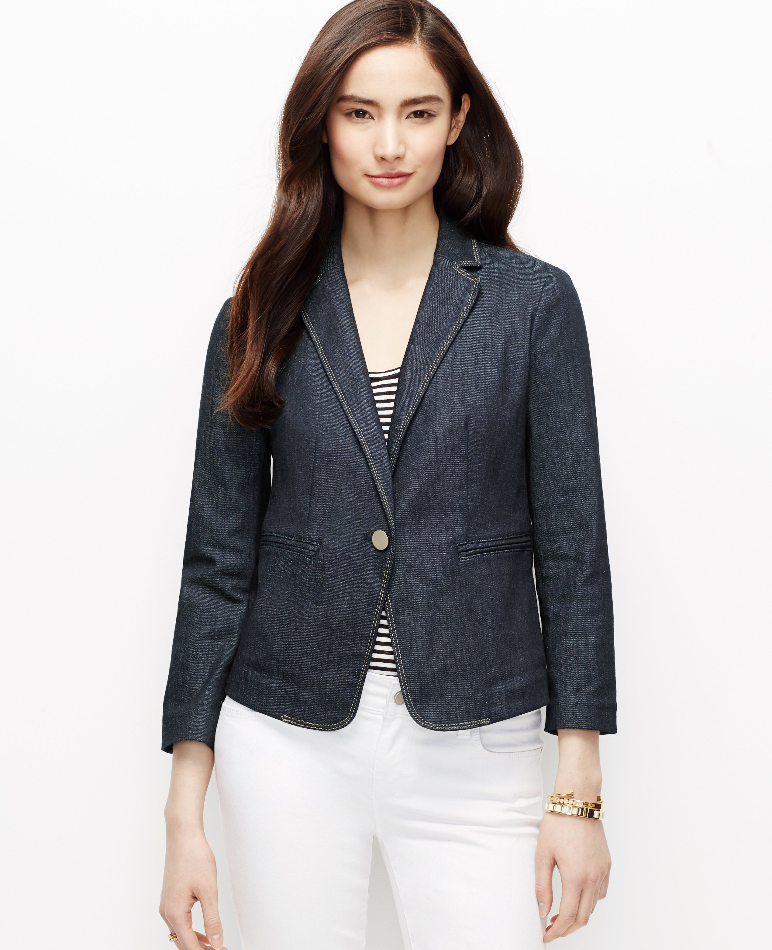 Lyst - Ann Taylor Petite Denim Jacket in Blue