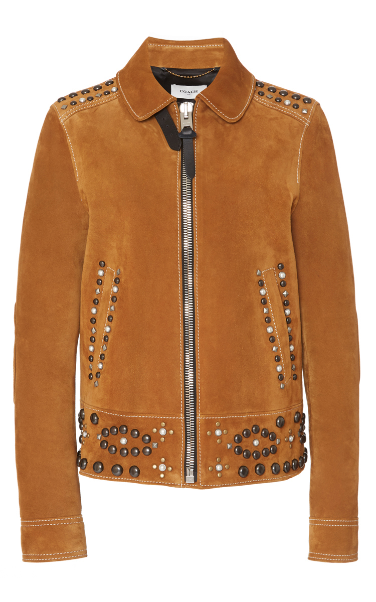 COACH Suede Stud Jacket in Brown Lyst